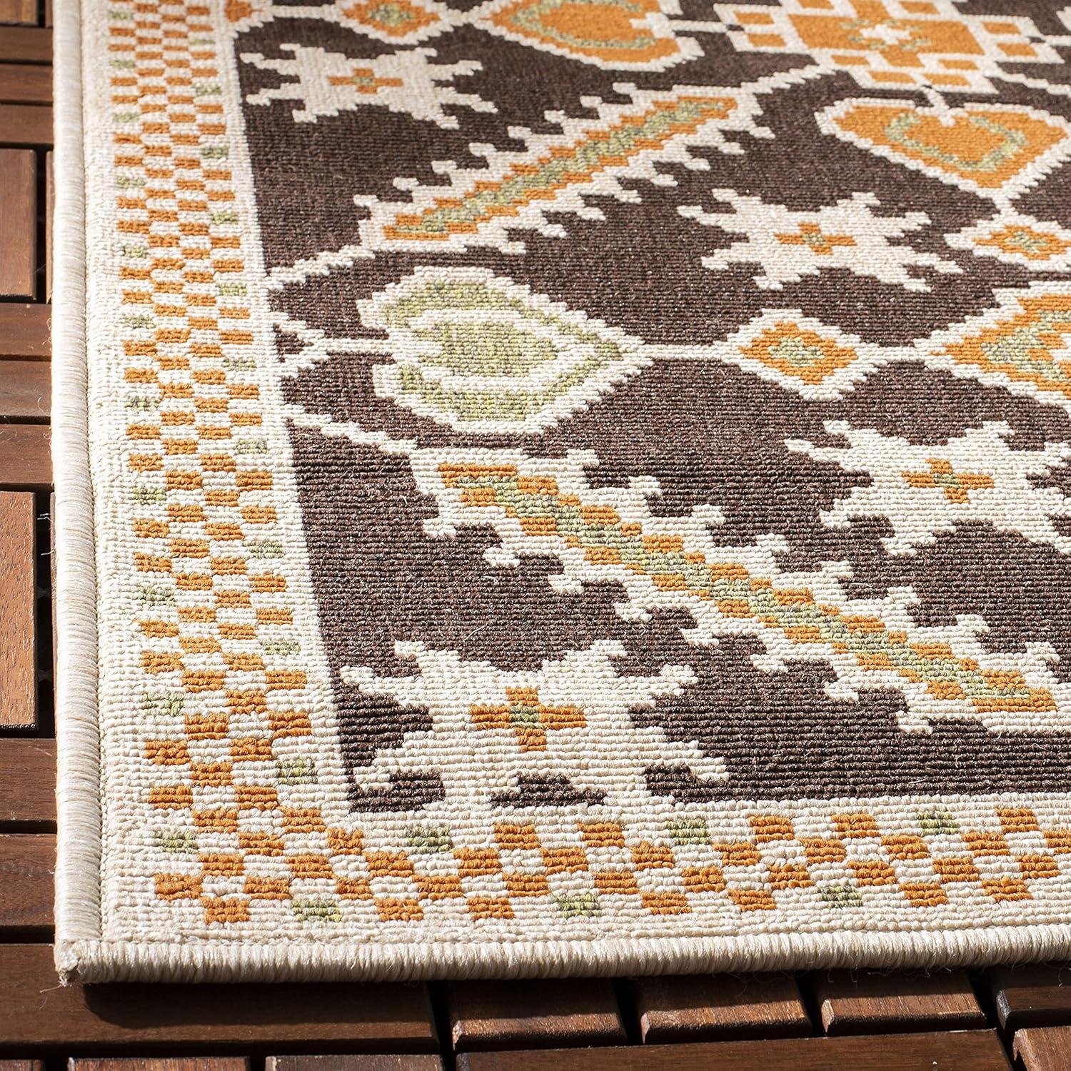 Veranda VER098 Power Loomed Indoor/Outdoor Accent Rug - Chocolate/Terracotta - 2'7"x5' - Safavieh