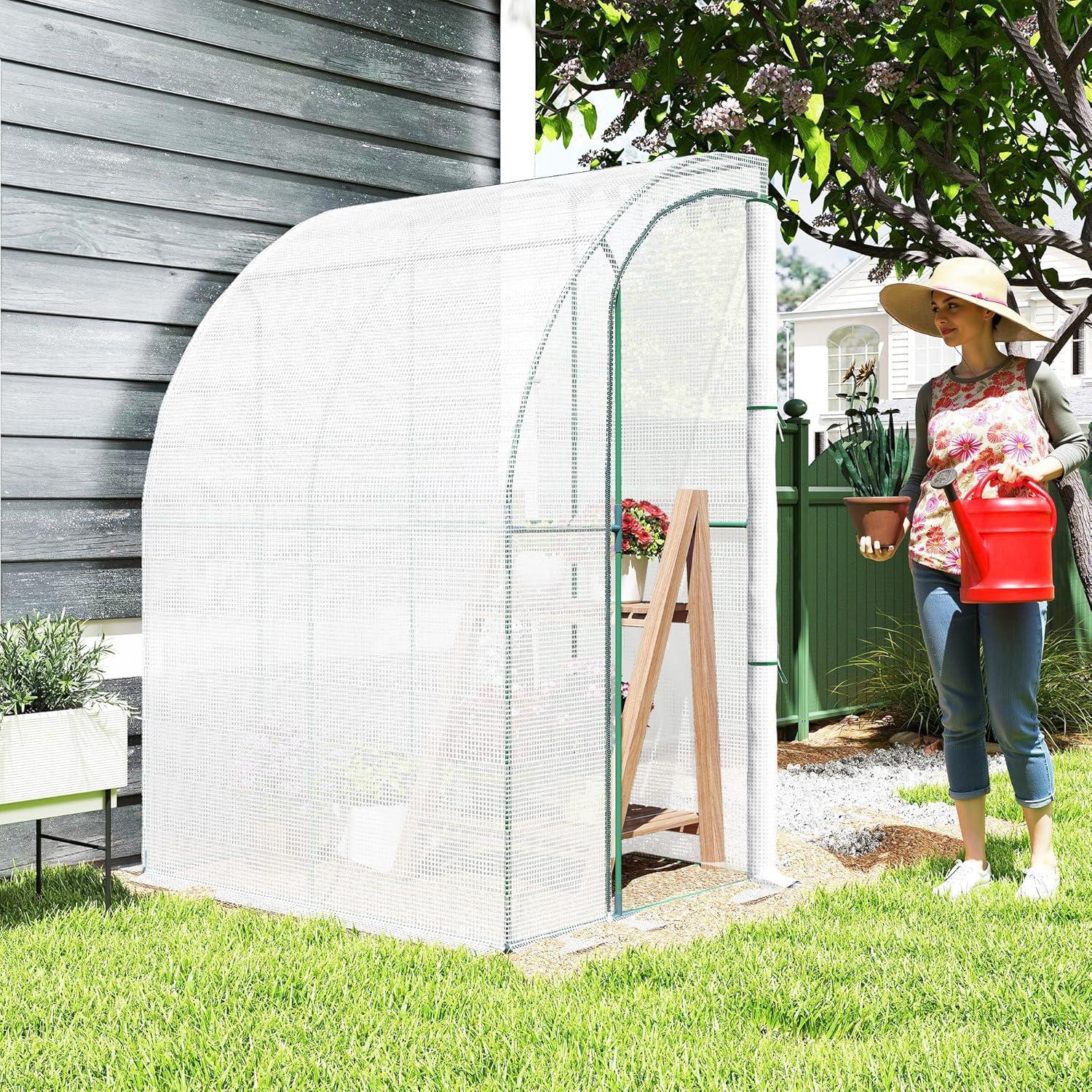 Outsunny 84" W x 84" D Lean-To Greenhouse