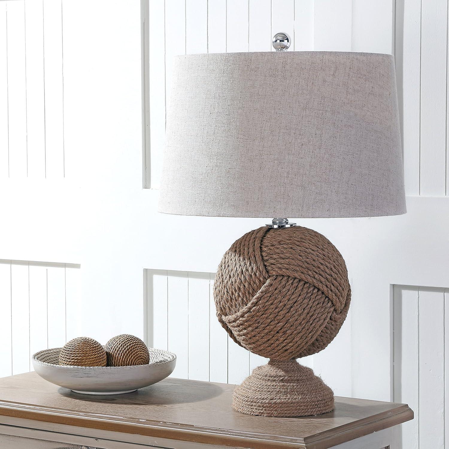 Monkey's Fist 24" Knotted Rope Coastal Table Lamp with Flax Shade