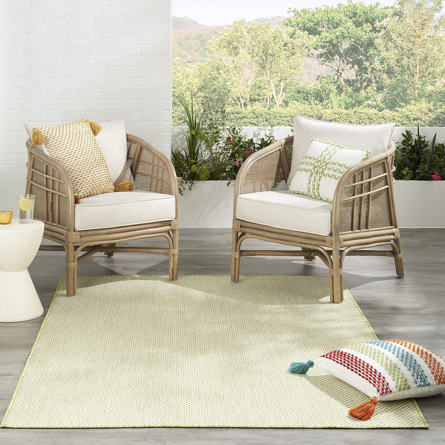 Nourison Courtyard COU01 Indoor/outdoor Area Rug - Ivory Green 5' x 7'