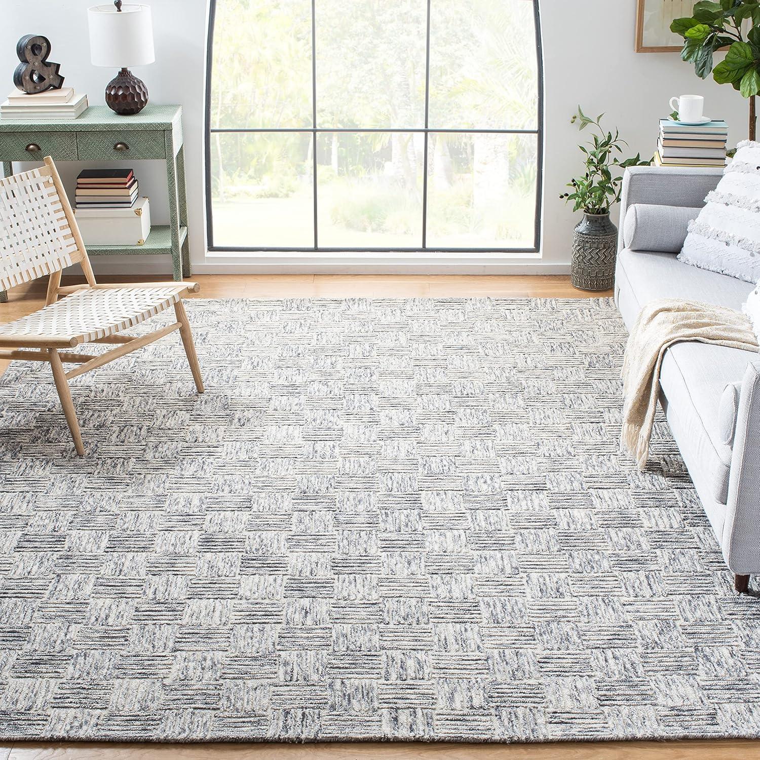 Elegant Gray Hand-Tufted Wool Area Rug, 4' x 6'