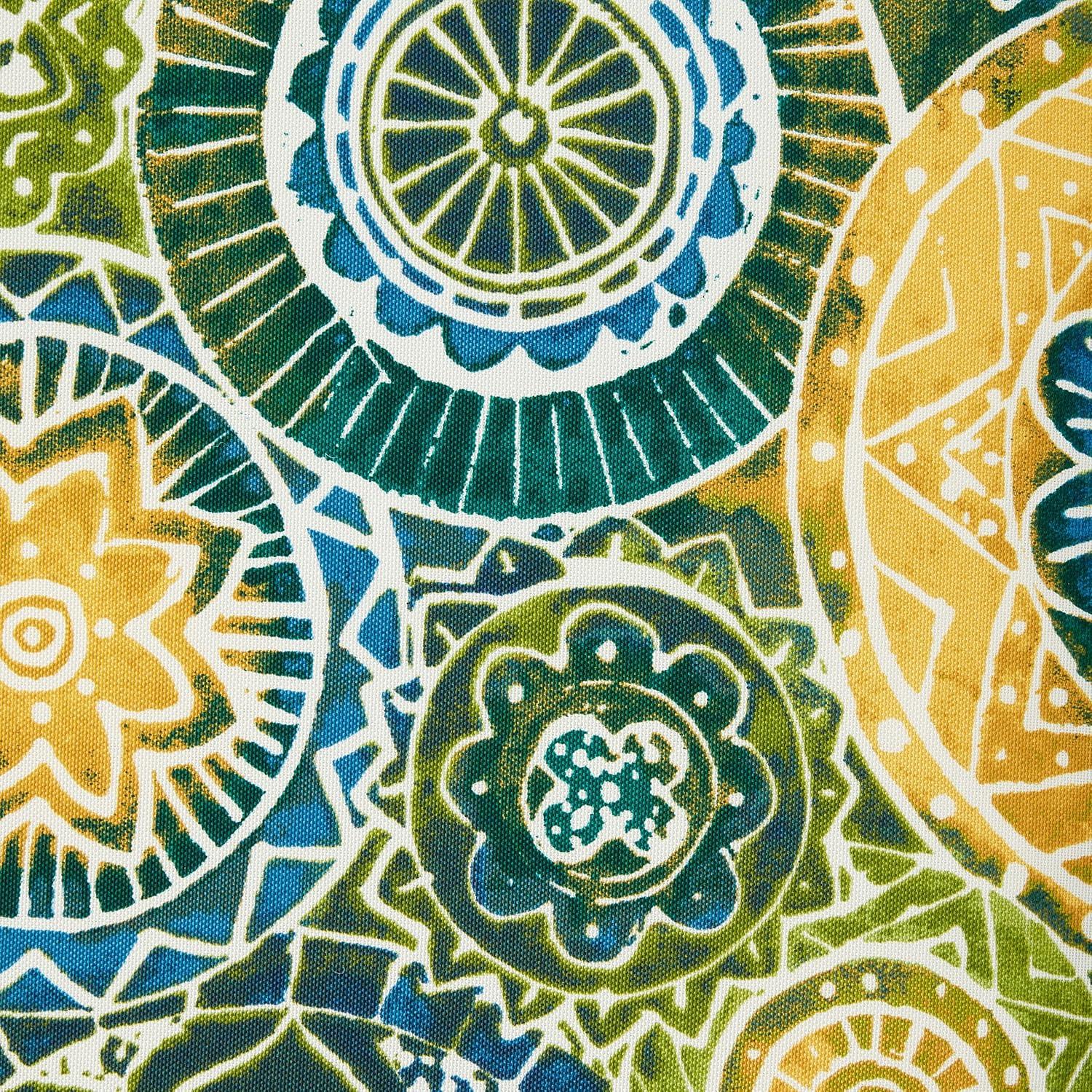 Watercolor Mandalas Outdoor Chair Cushion in Yellow, Blue, and Green