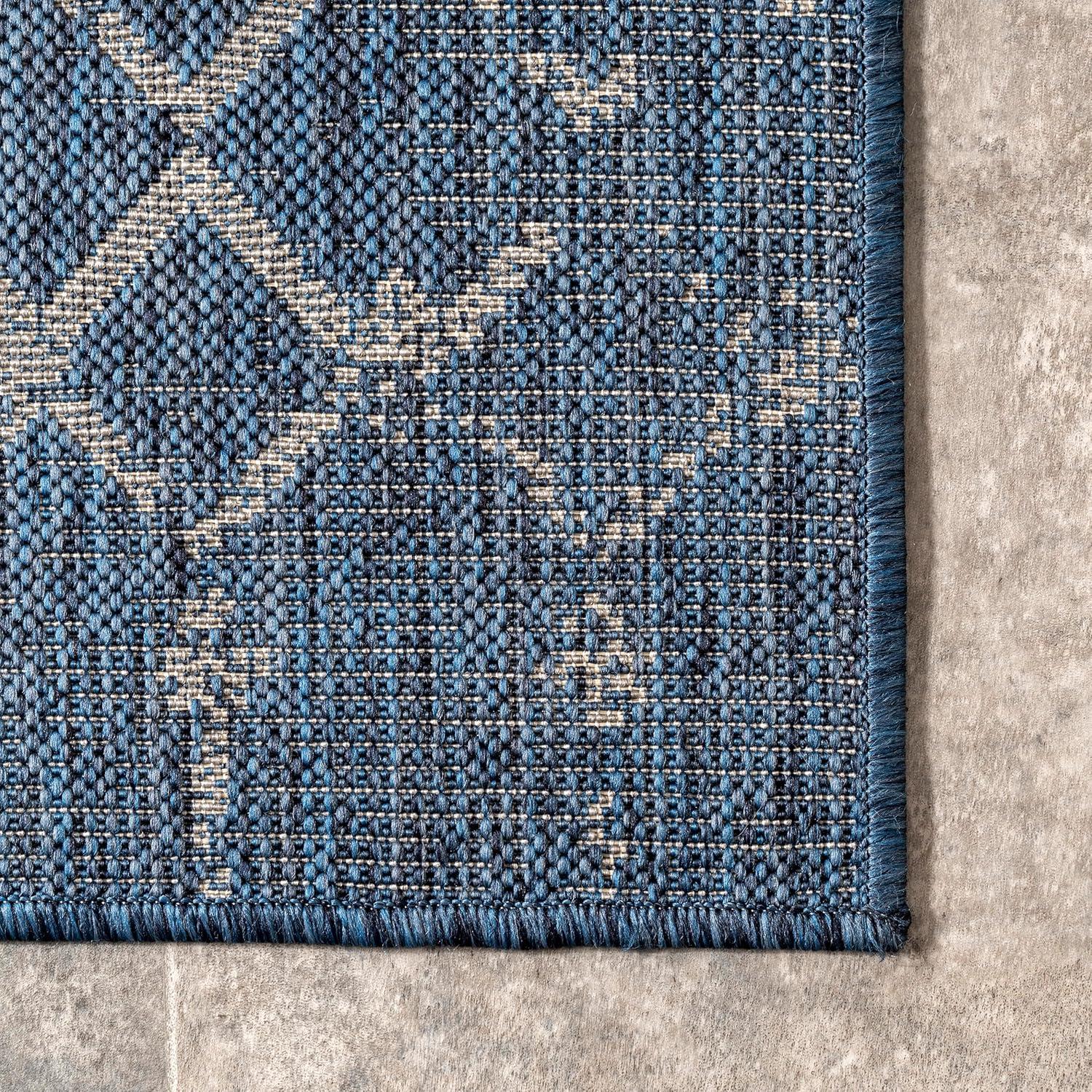 Nuloom Grayson Trellis 5x8 Indoor/Outdoor Area Rug for Living Room Patio Deck Front Porch Kitchen, Blue/Ivory