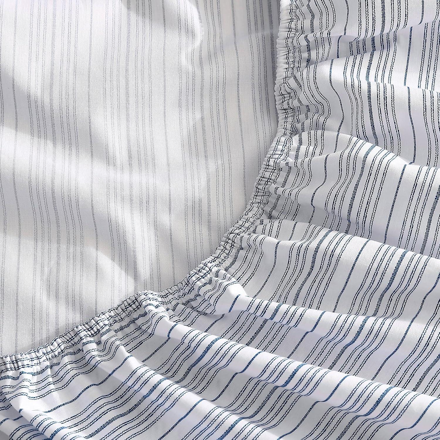 Blue Mirage Stripe Cotton Twin Deep Pocket Sheet Set