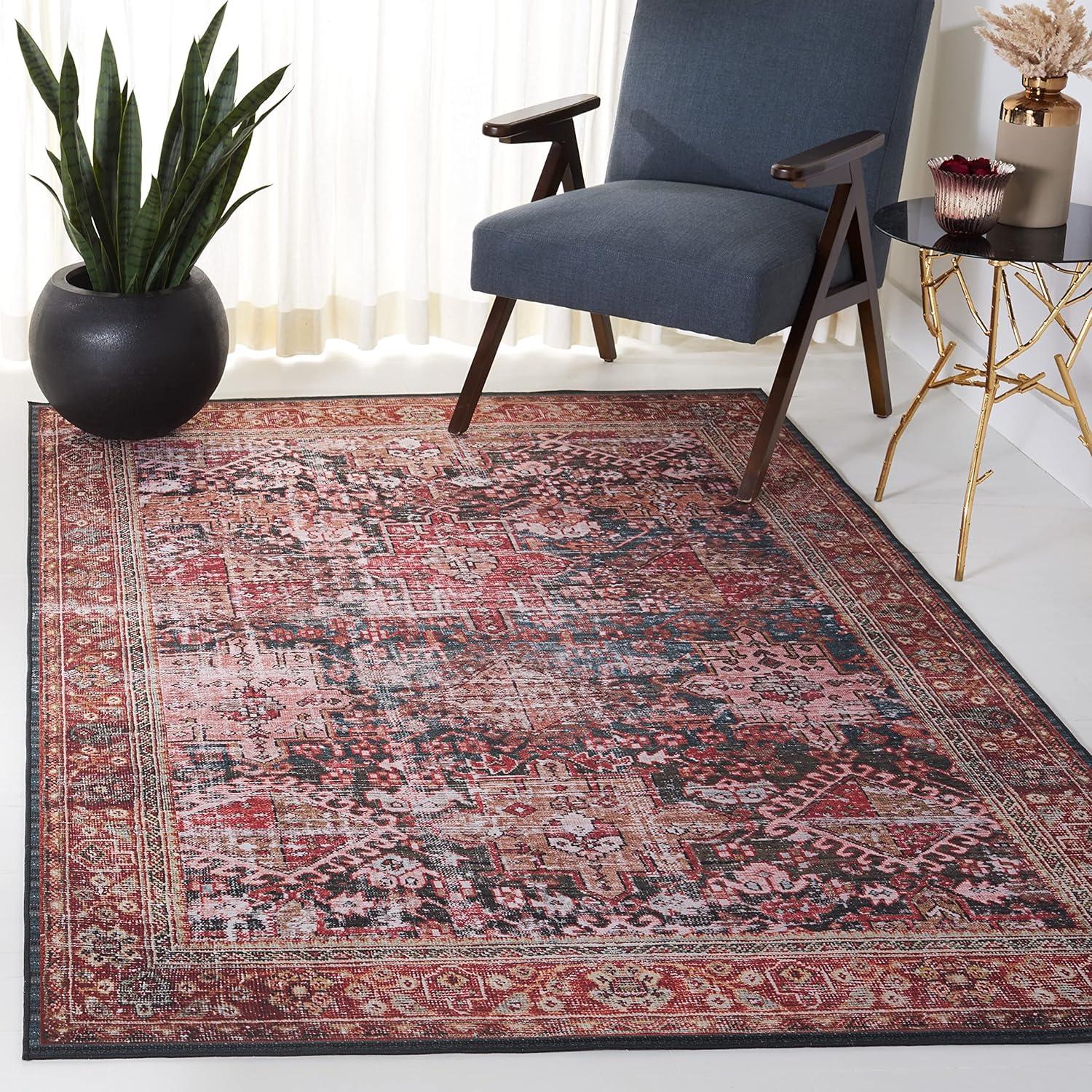 Tucson Vintage Persian TSN114 Power Loomed Machine Washable Skid-Resistant Indoor Accent Rug - Rust/Green - 3'x5' - Safavieh