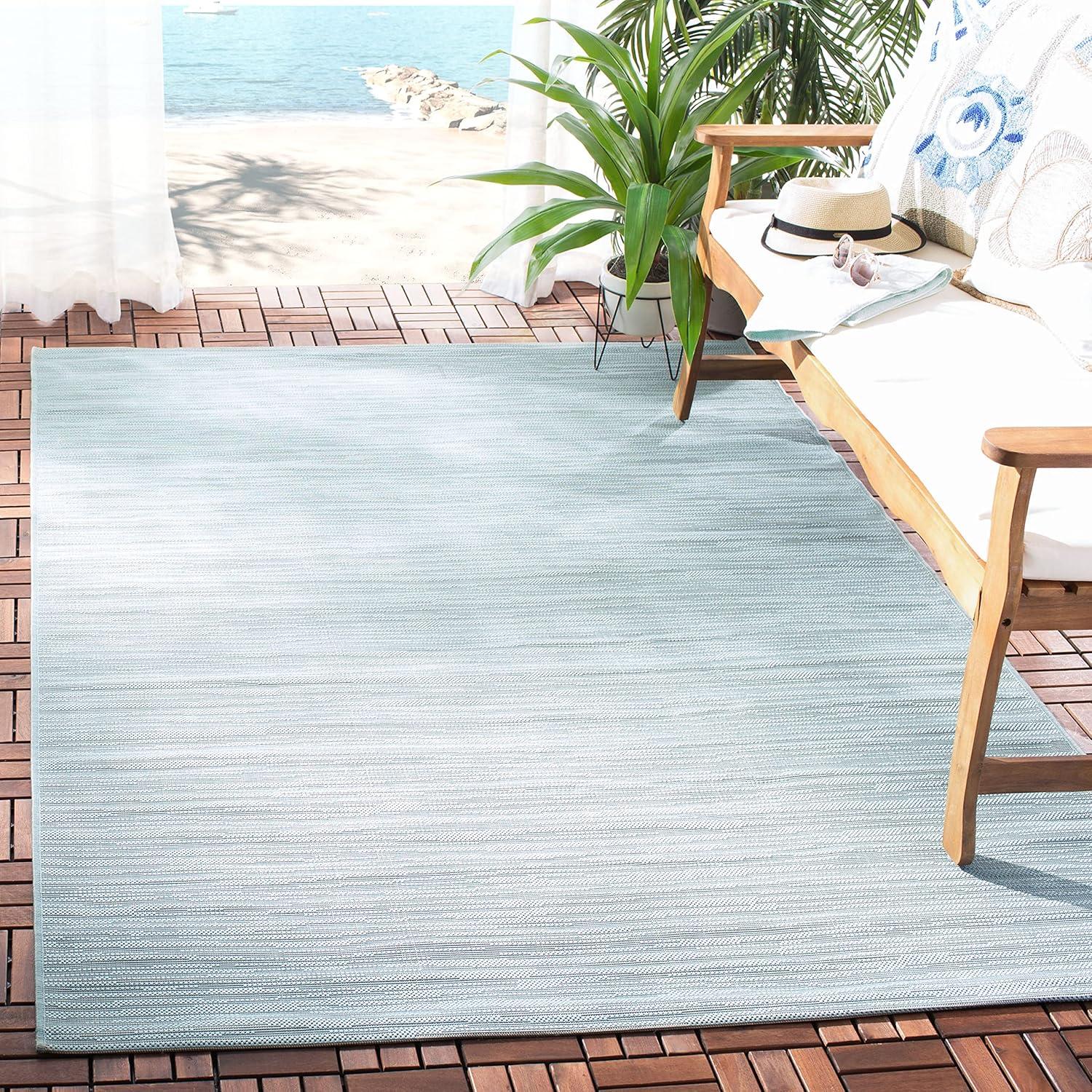 Courtyard CY6576 Power Loomed Indoor/Outdoor Accent Rug - Aqua/Cream - 2'7"x5' - Safavieh.