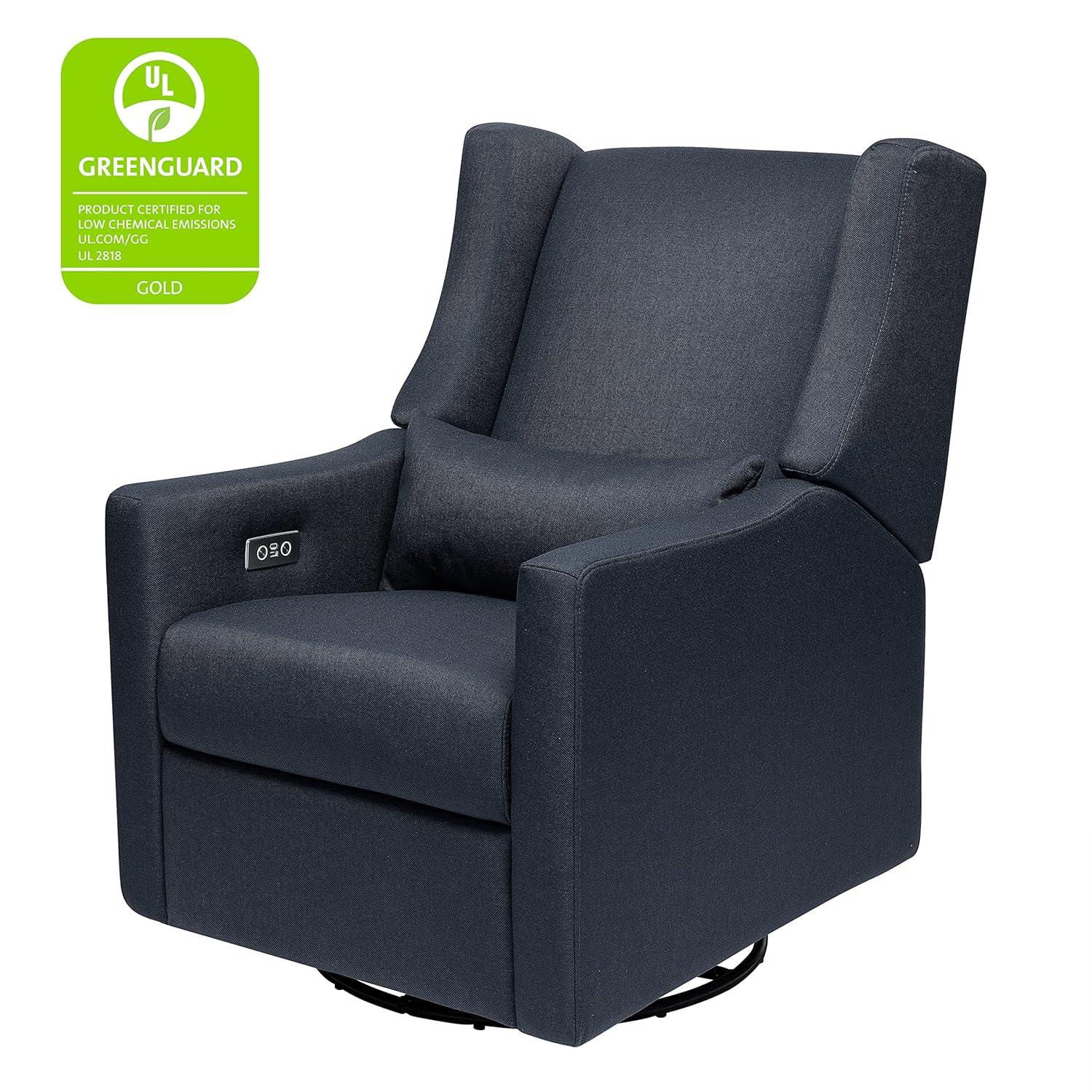 Sustainably Sourced White Linen Swivel Recliner Armchair