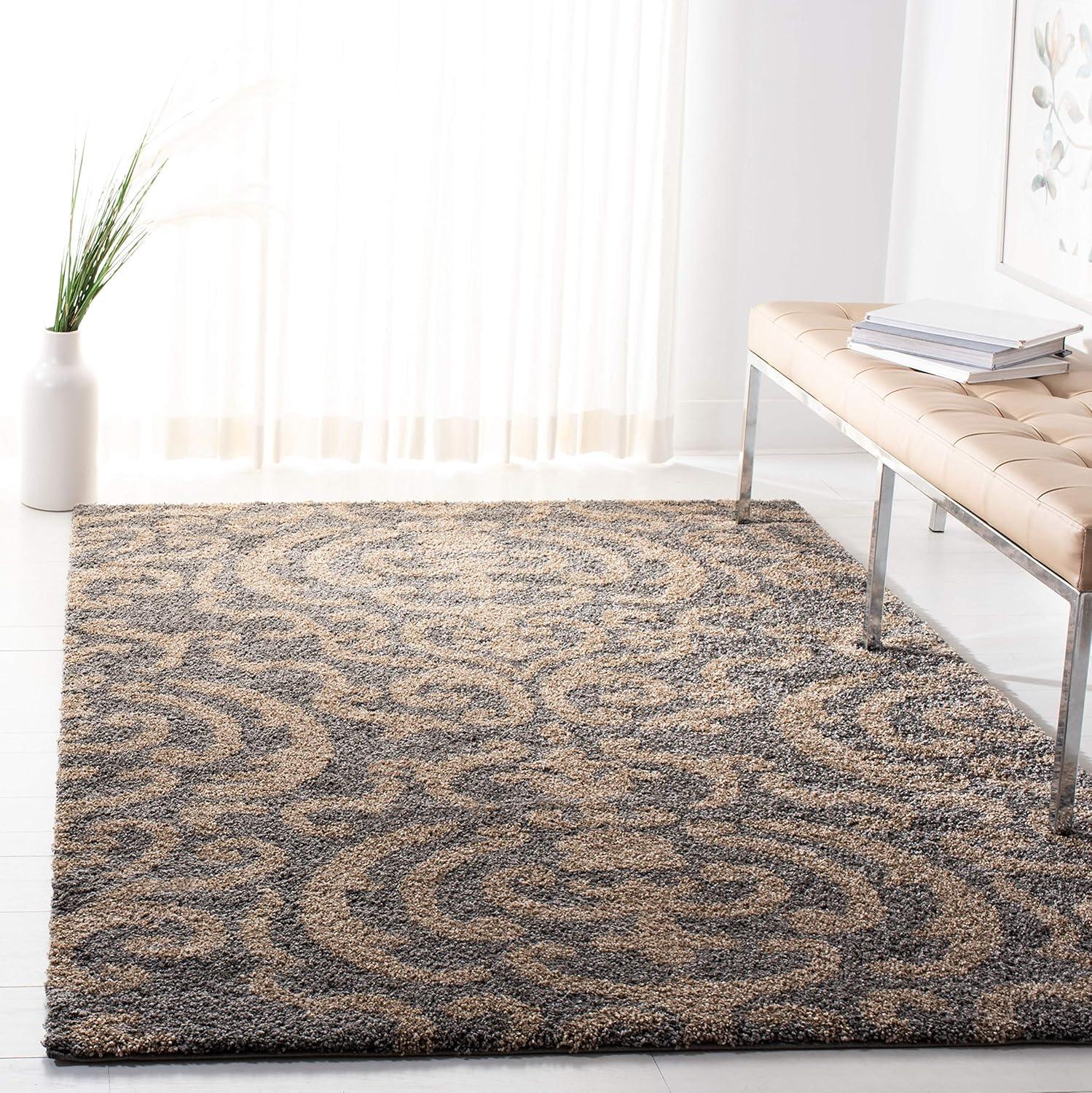 Florida Shag SG462 Power Loomed Indoor Area Rug - Grey/Beige - 5'3"x7'6" - Safavieh.