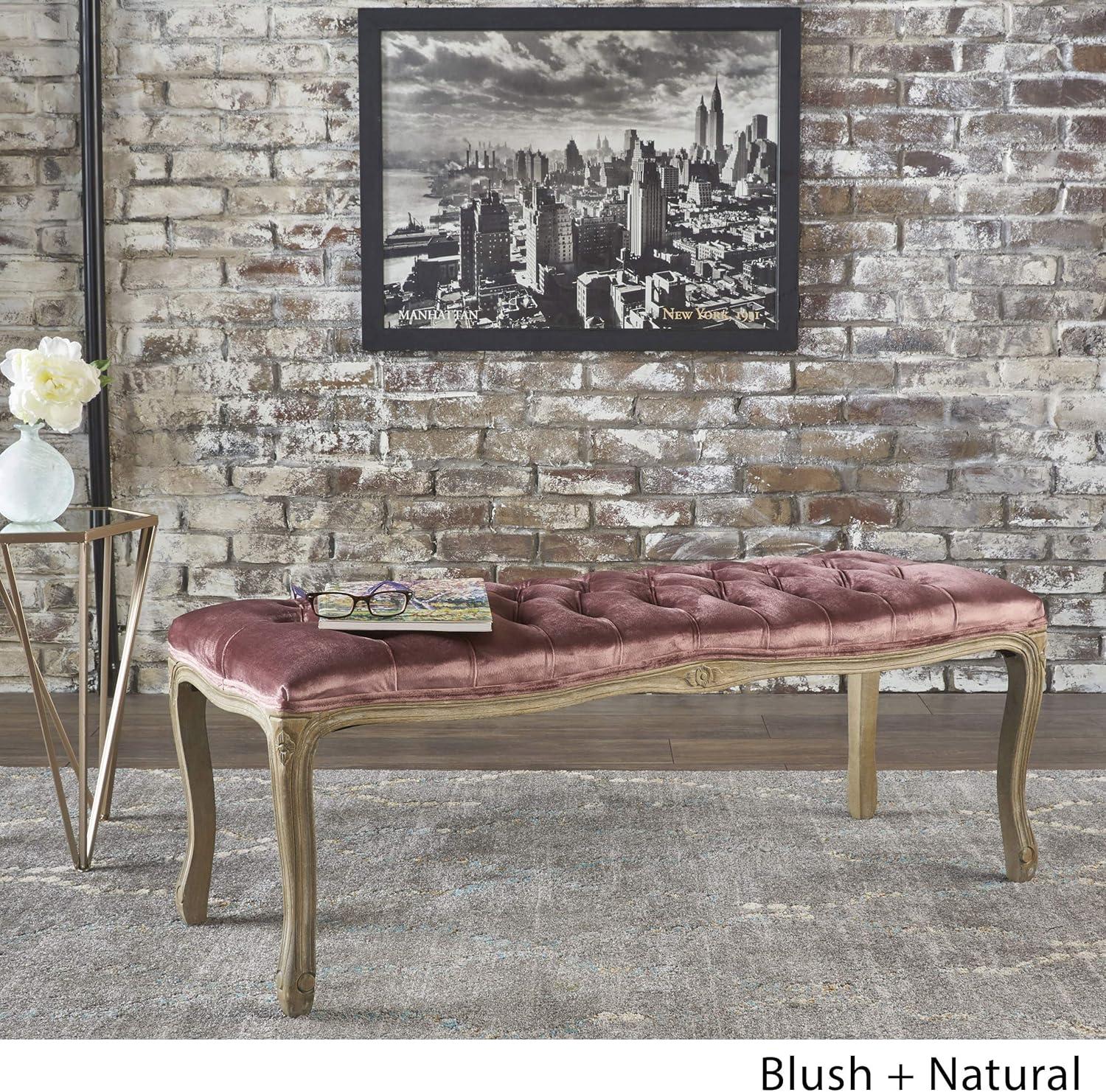 Tassia New Velvet Tufted Bench - Blush - Christopher Knight Home