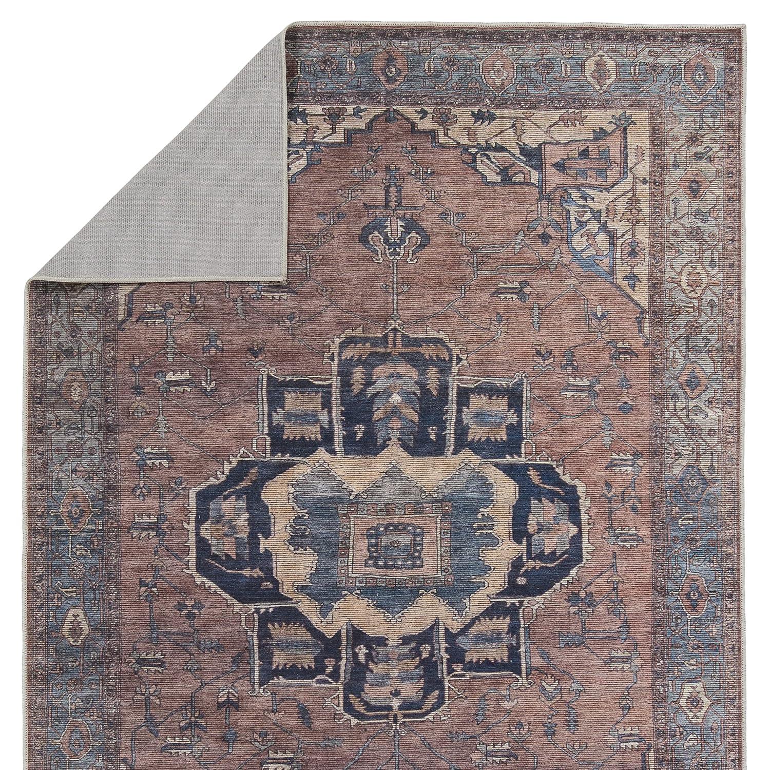 Jaipur Living Soft 8x10 Large Area Rug, Boho, Blue/Dark Brown