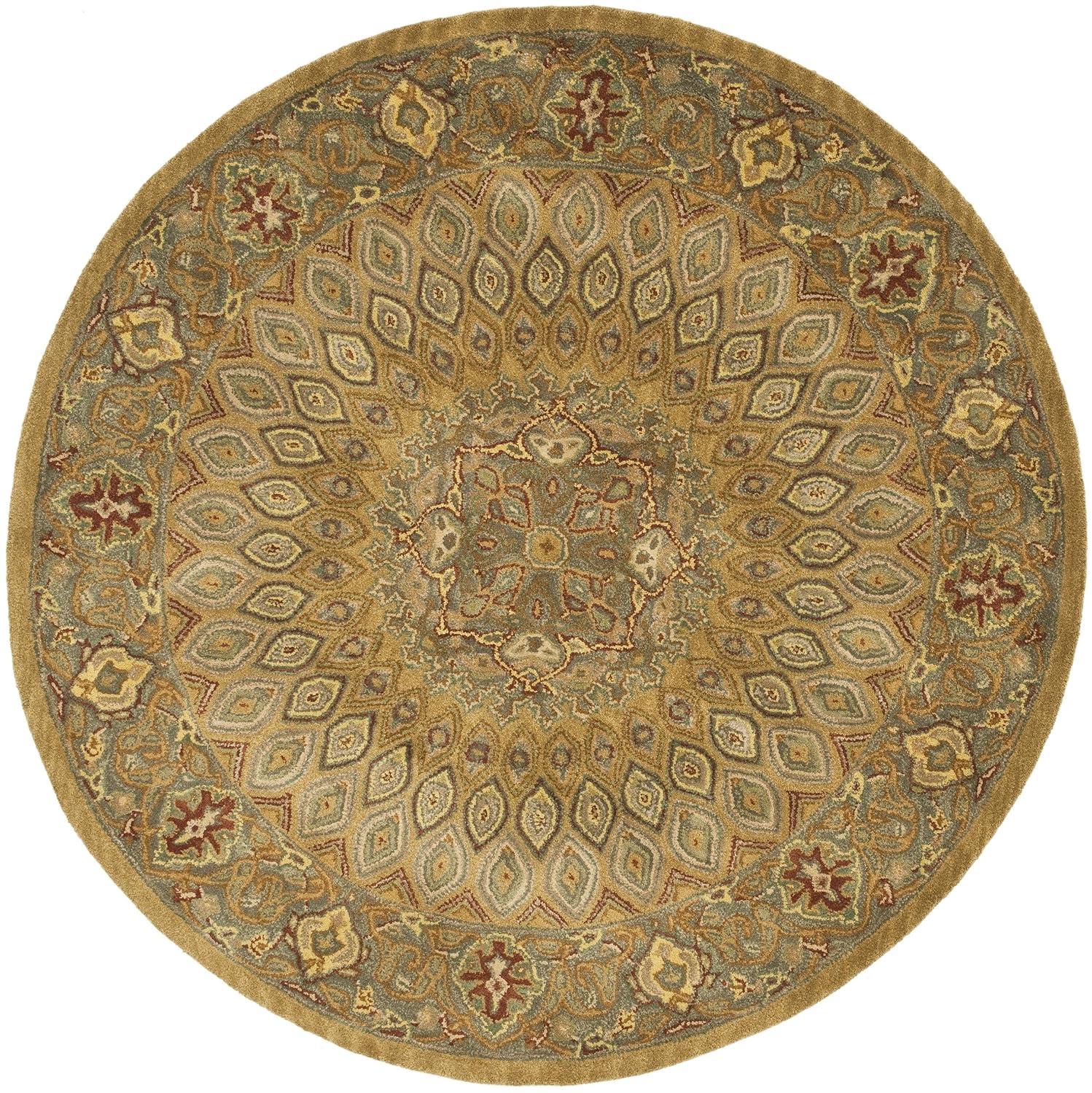 Heritage HG914 Hand Tufted Area Rug - Light Brown/Grey - 3'6" round - Safavieh.