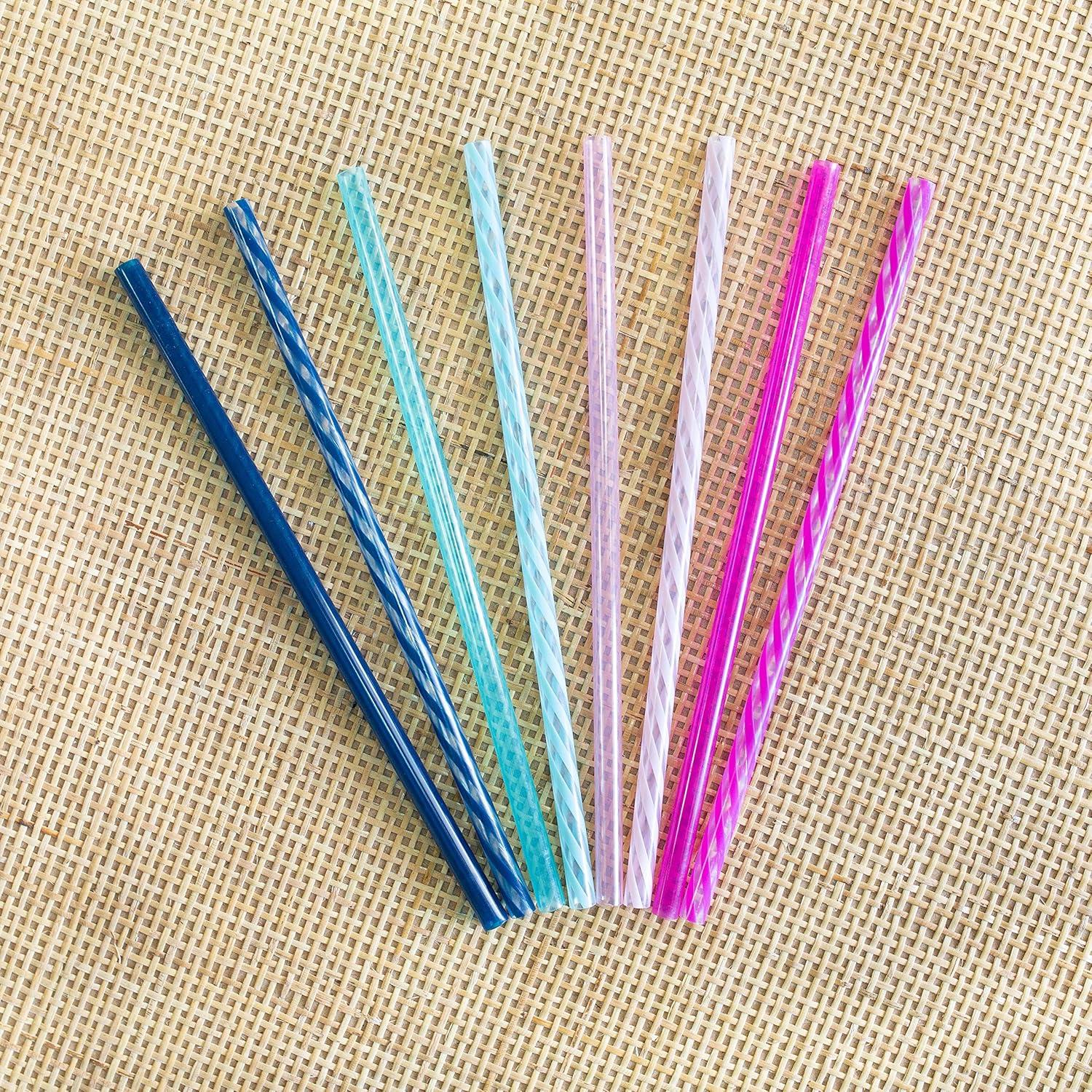 Ello Multi-Color BPA-Free Plastic Reusable Straw Set with Cleaning Brush