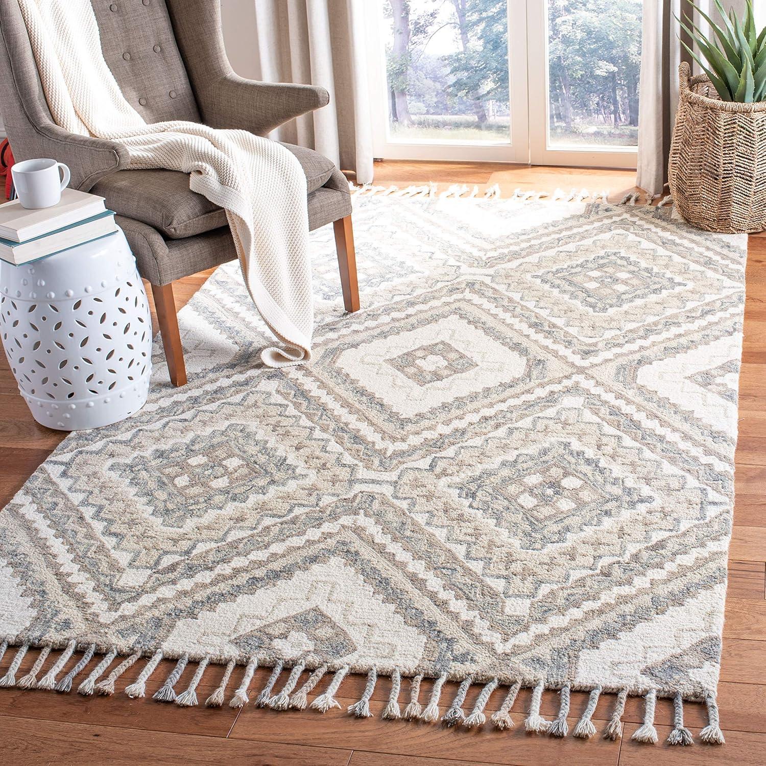 Aspen APN250 Hand Tufted Area Rug - Taupe/Ivory - 7' X 7' Square - Safavieh.