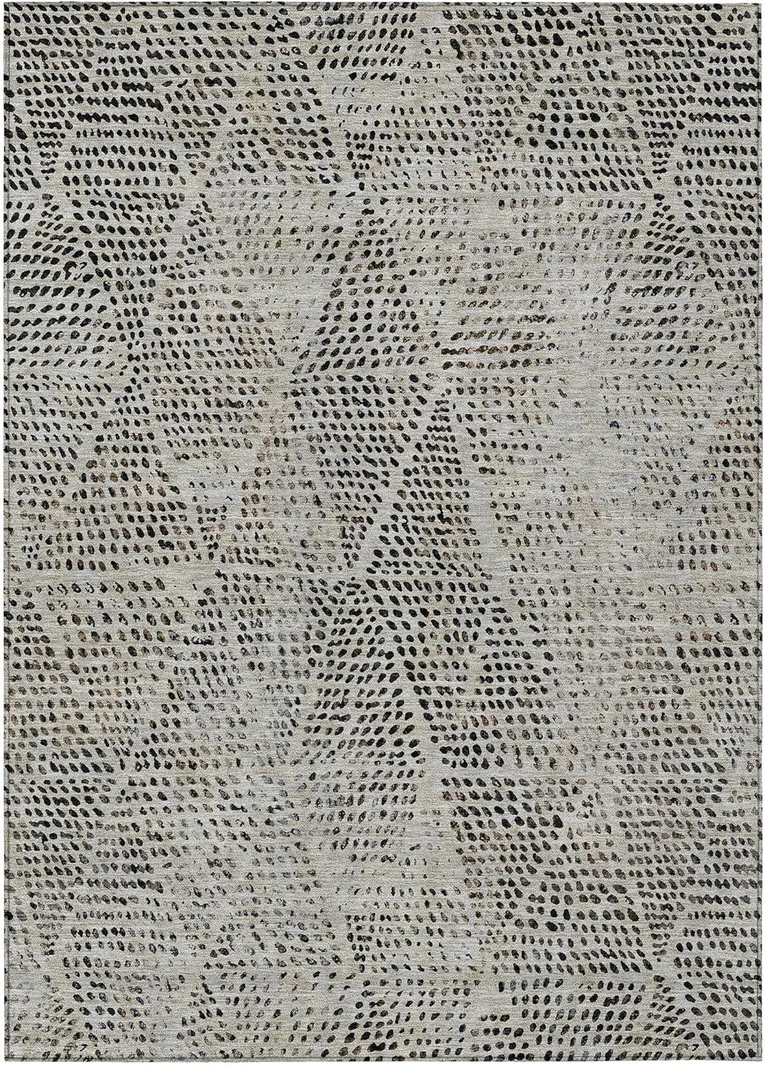 Gray Diamond Pattern Machine Washable Indoor Outdoor Rug