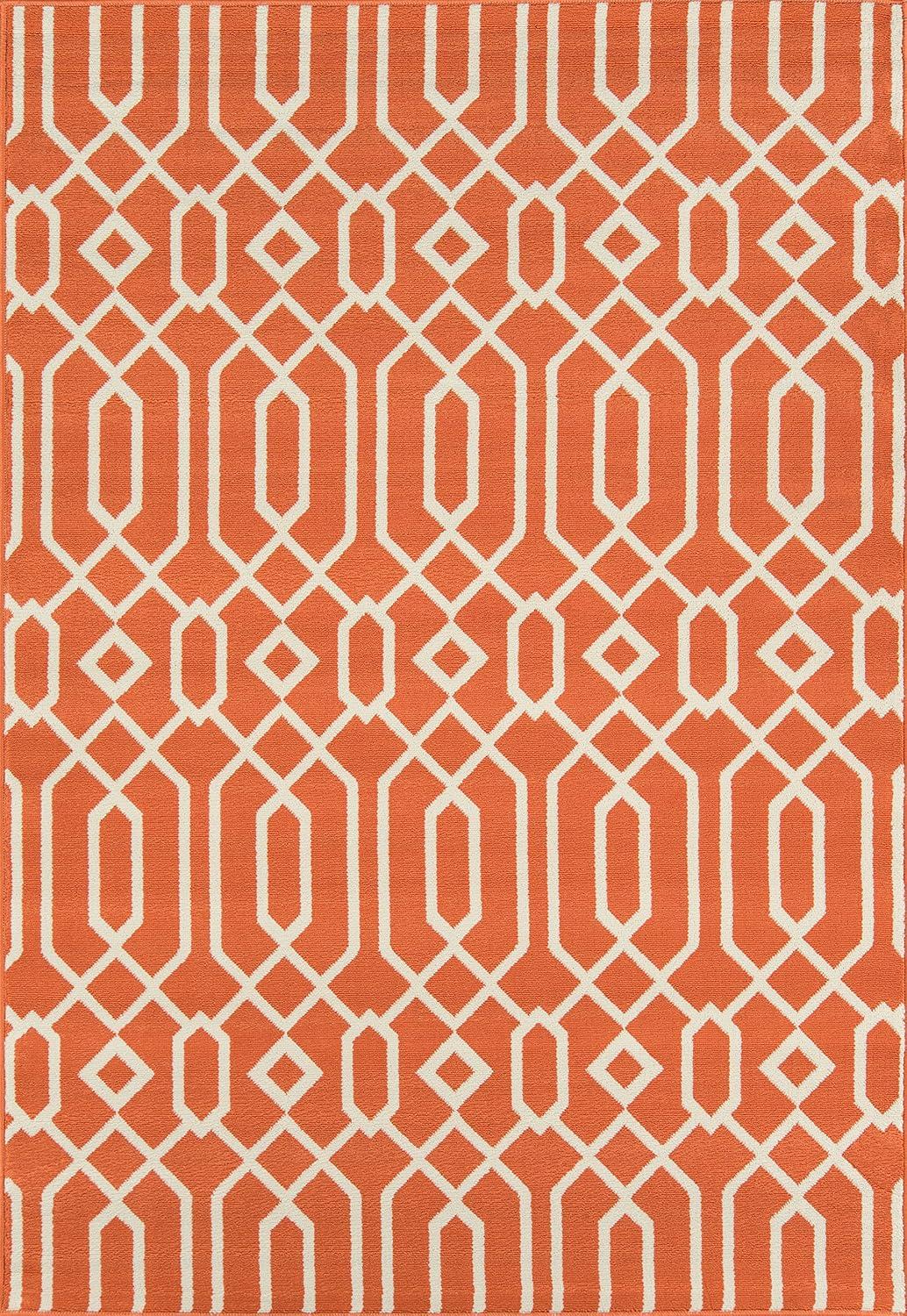 Luxor Trellis Orange Synthetic 8'6" x 13' Flat Woven Area Rug