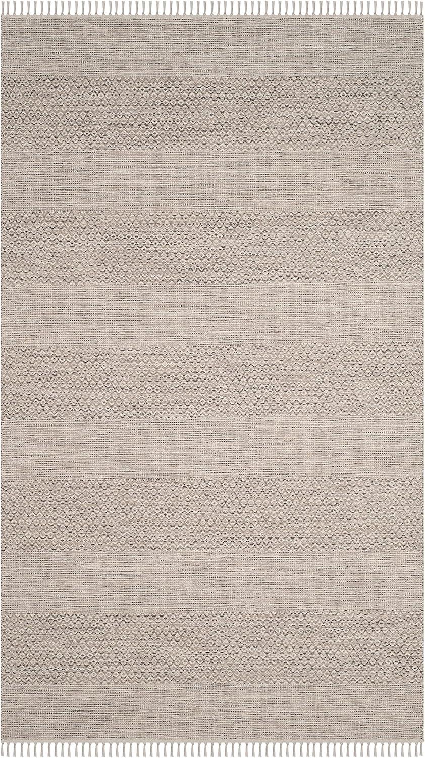 SAFAVIEH Montauk Karlene Geometric Striped Cotton Area Rug, Ivory/Steel Grey, 9' x 12'