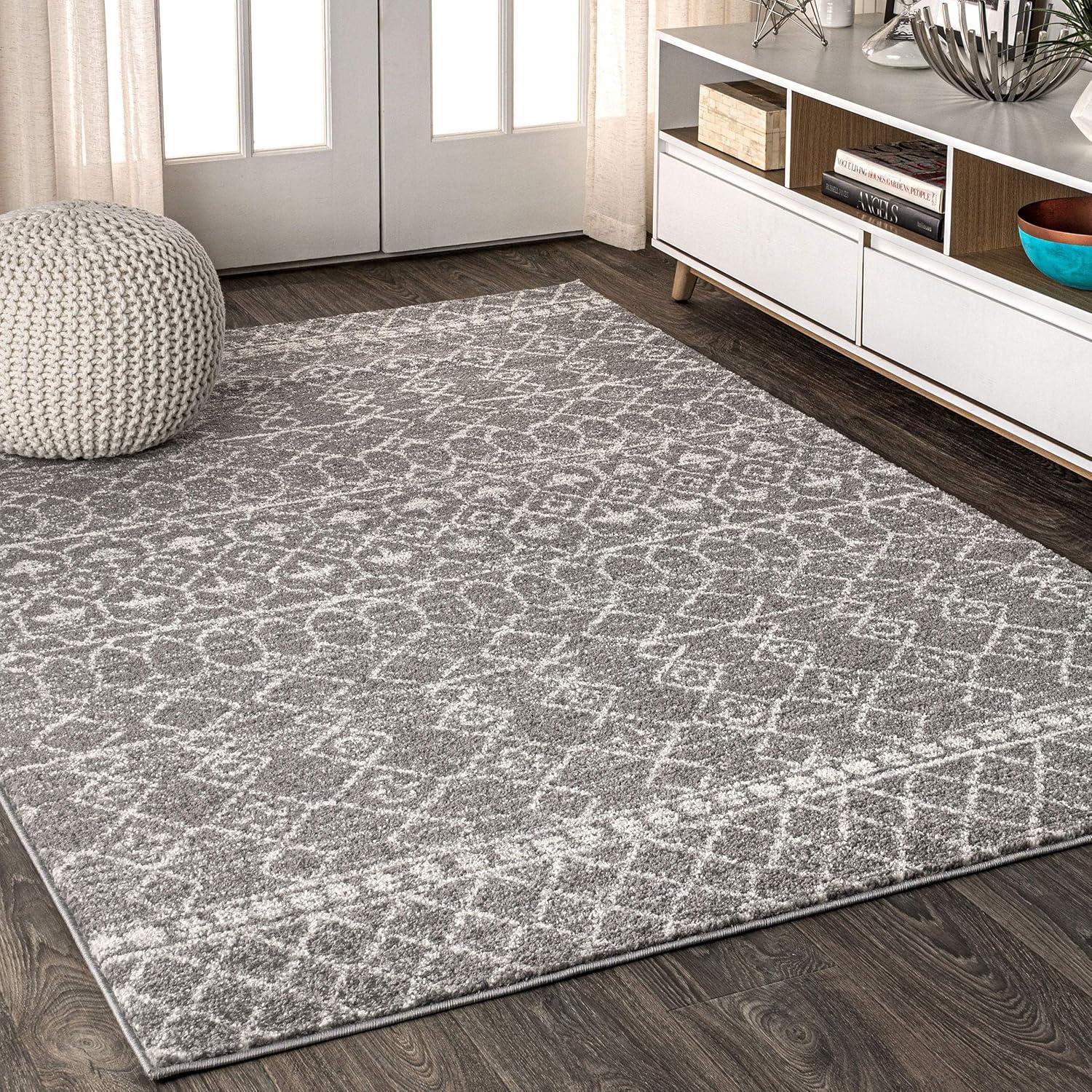 8'x10' Izil Moroccan Beni Souk Area Rug, Gray/Cream - JONATHAN Y
