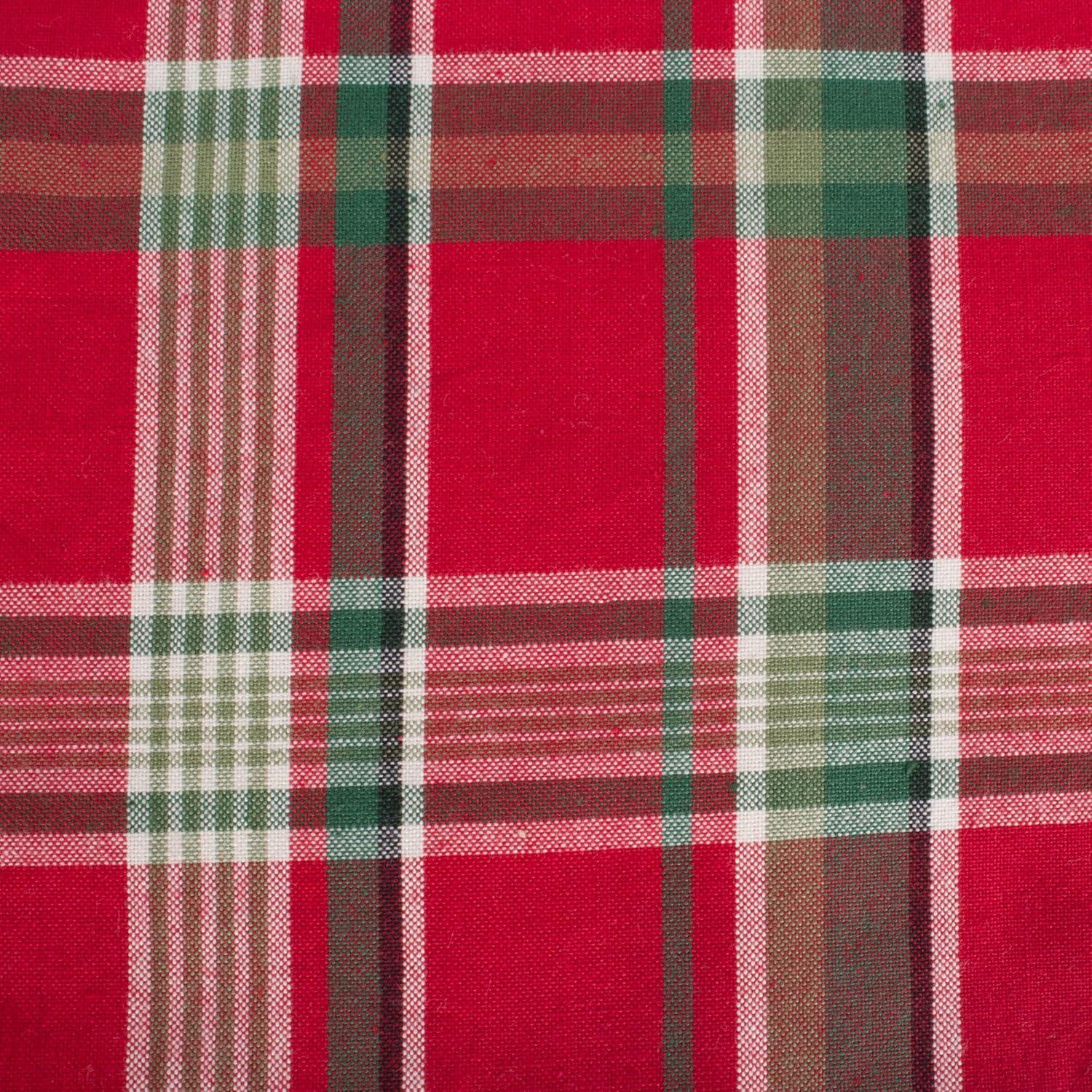 Tango Red Plaid Cotton Christmas Napkin Set, 18x18"