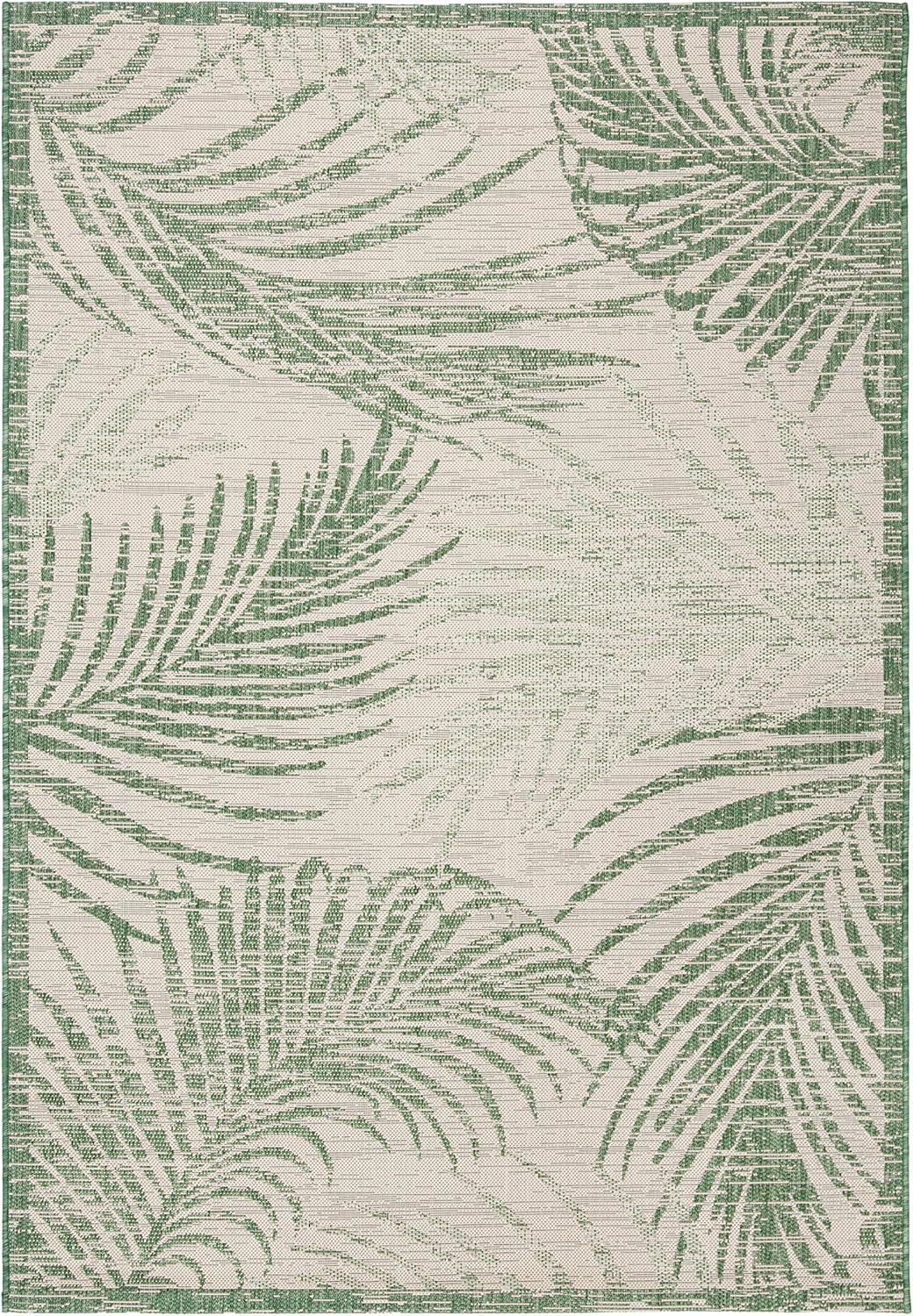SAFAVIEH Courtyard Padic Botanical Indoor/Outdoor Area Rug, Beige/Green, 10' x 14'