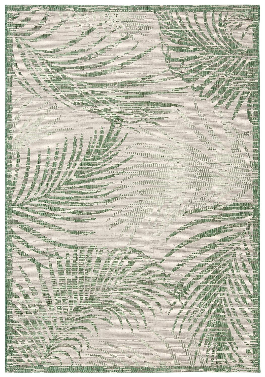 SAFAVIEH Courtyard Padic Botanical Indoor/Outdoor Area Rug, Beige/Green, 10' x 14'