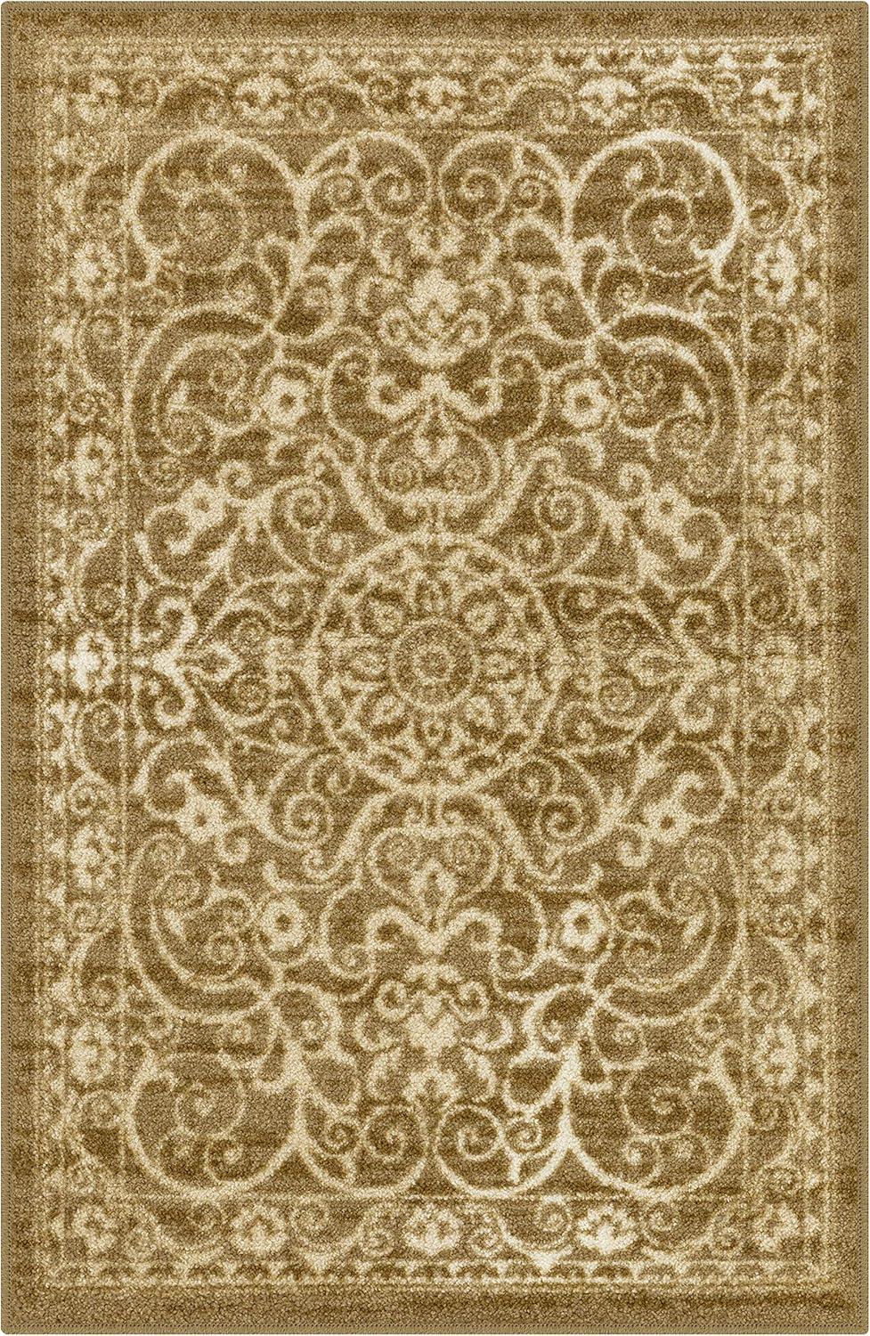 Maples Rugs Pelham Medallion Bedroom Area Rug for Indoor, 3'4" x 5', Beige