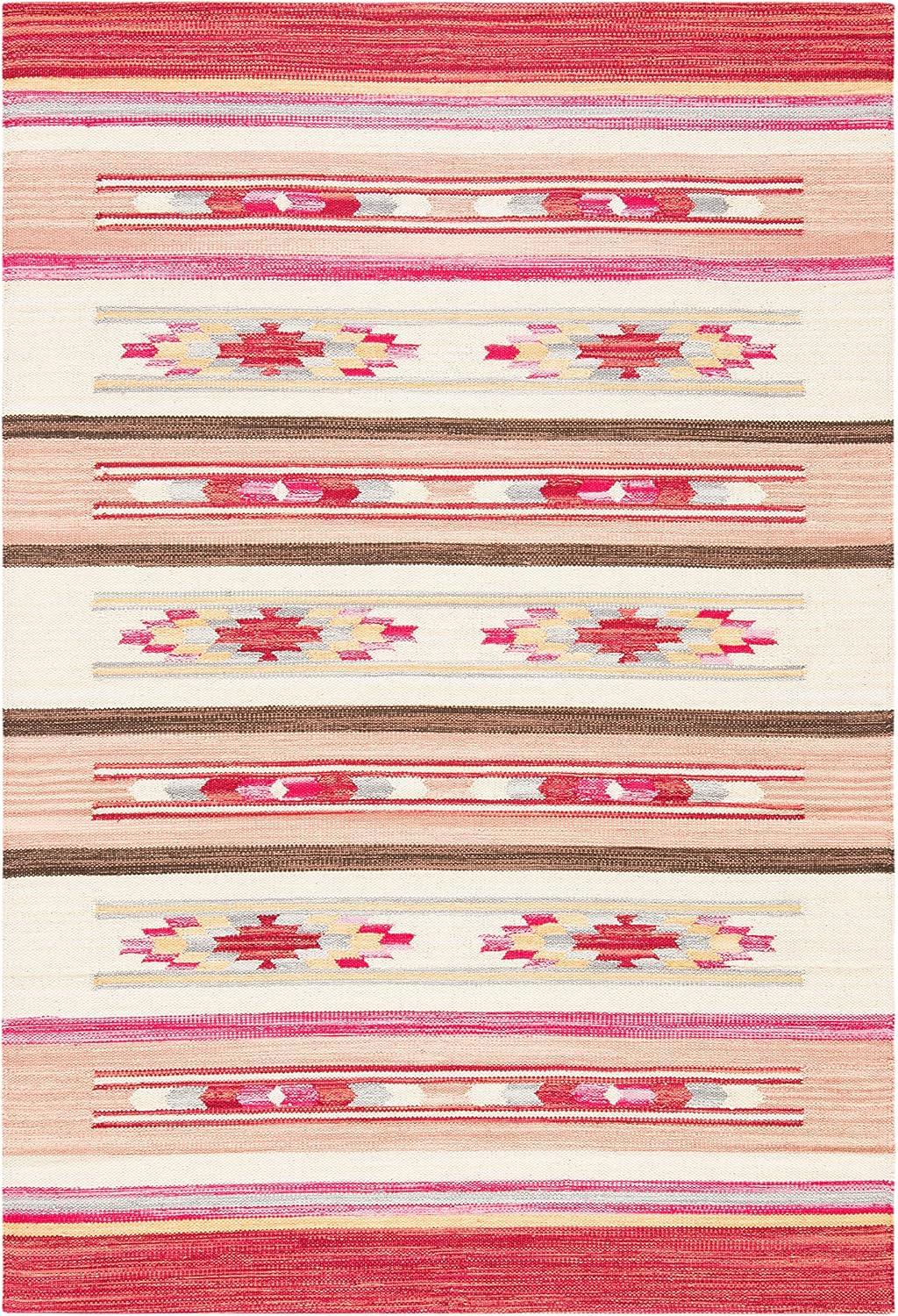 SAFAVIEH Cotton Kilim KLC301Q Handmade Red / Ivory Rug