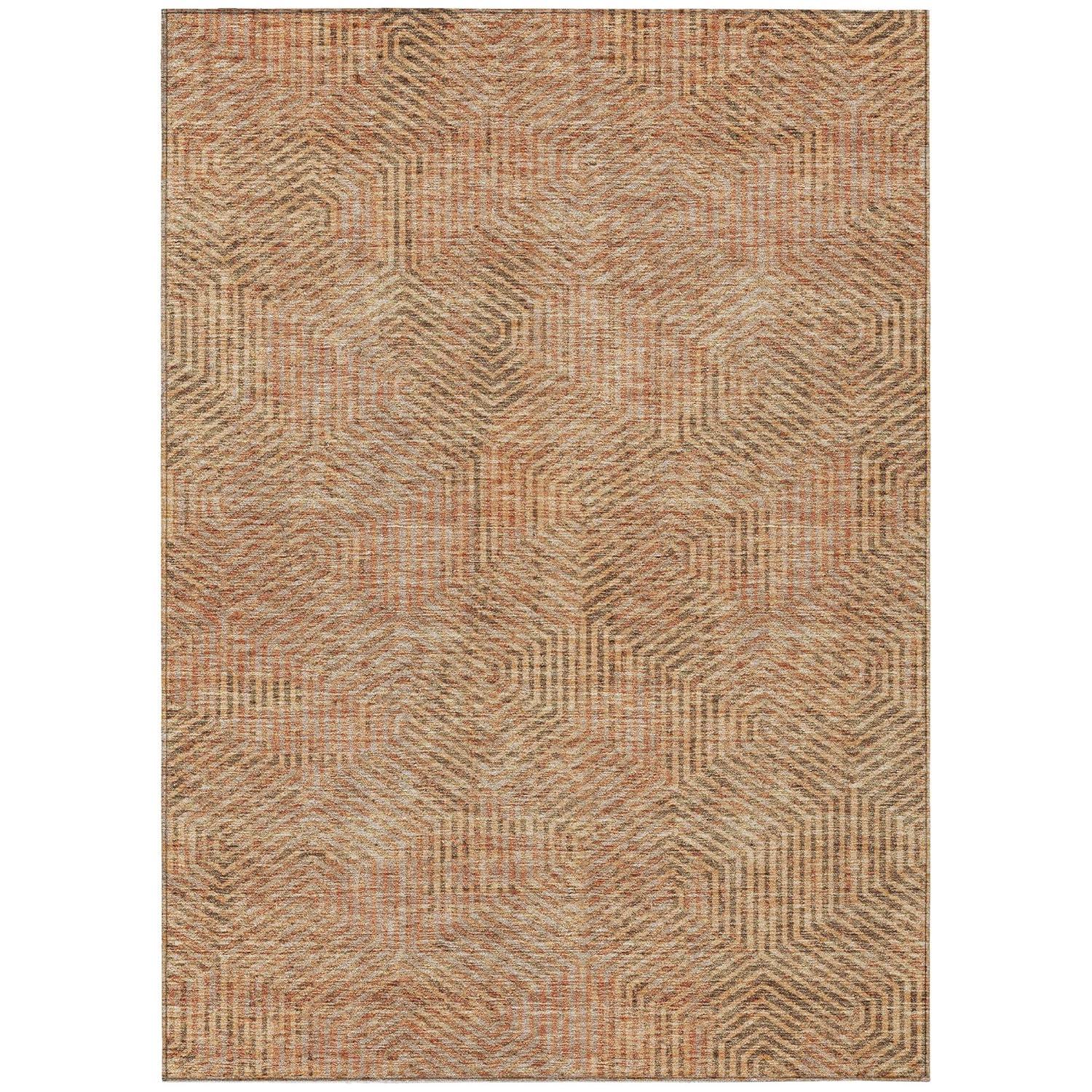Copper Geometric Flat Woven Washable 8' x 10' Rug