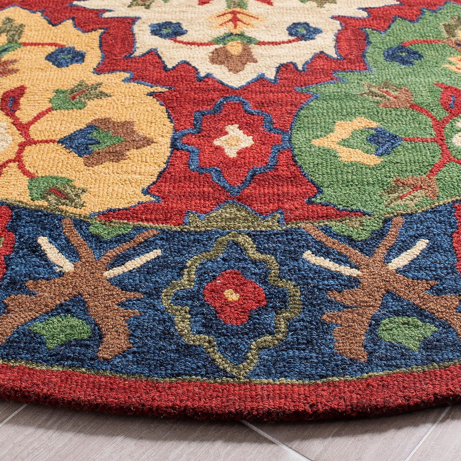 Heritage HG354 Hand Tufted Area Rug - Red/Blue - 6' Round - Safavieh.