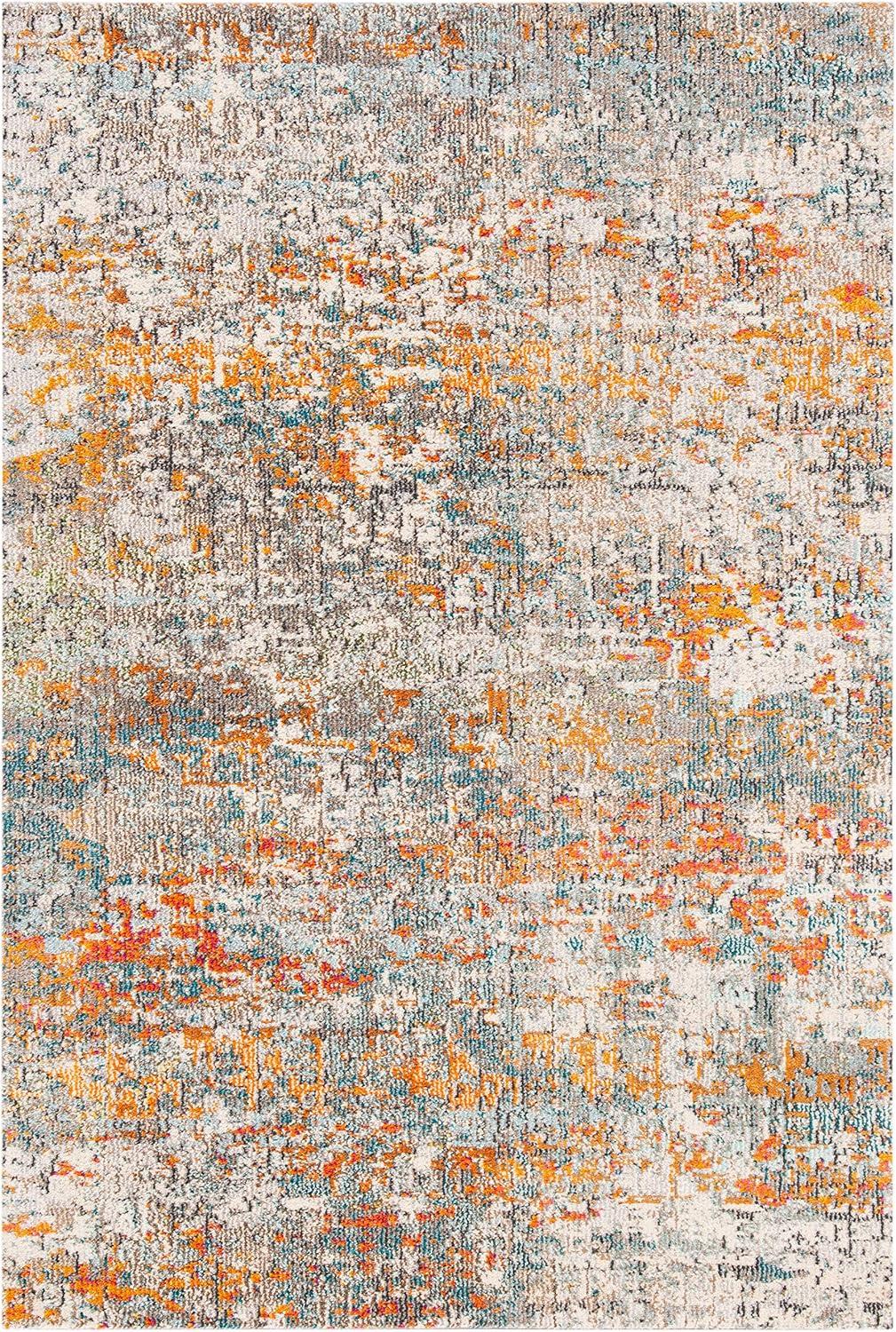 Madison Abstract Gray/Orange Area Rug