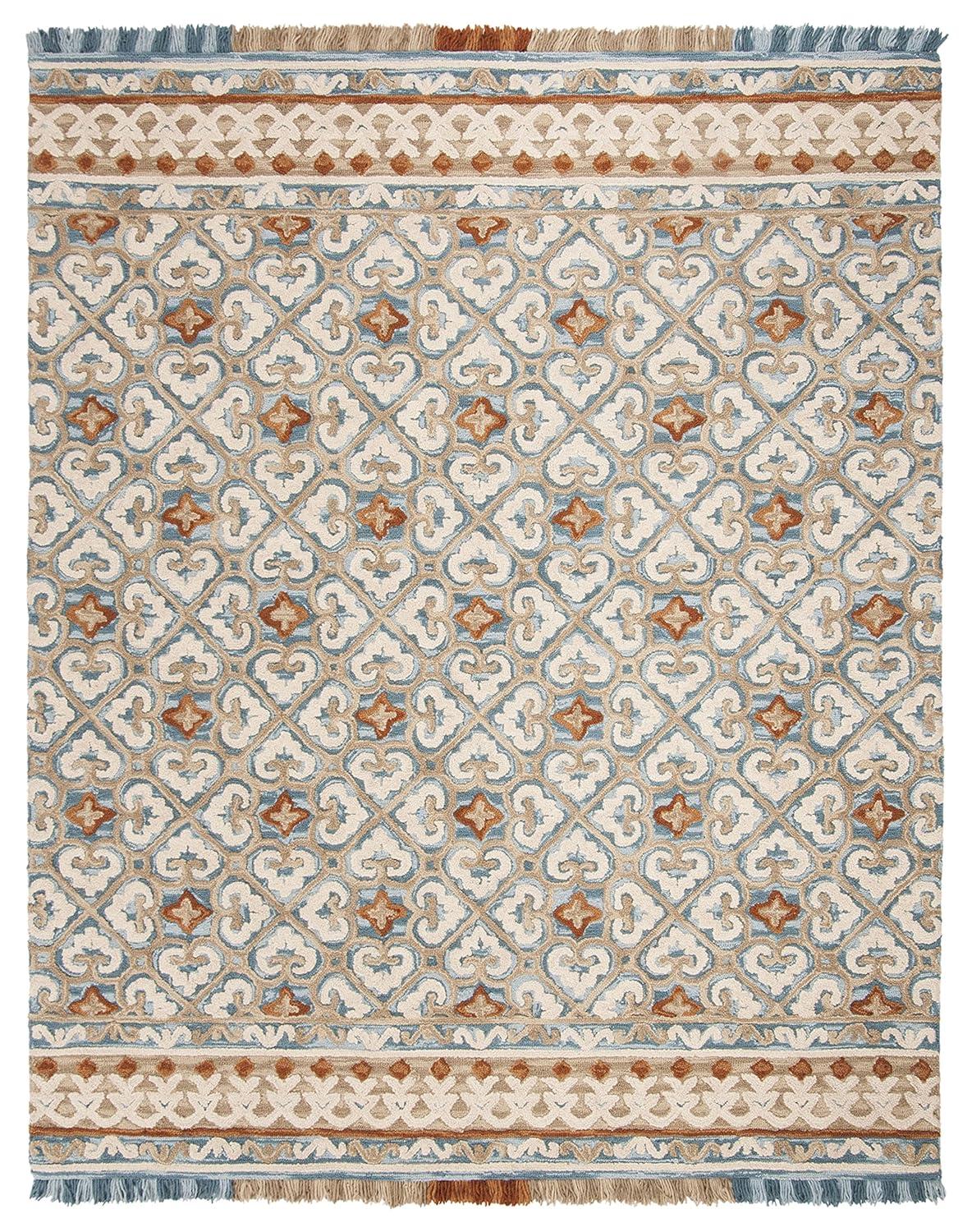Blossom BLM420 Hand Tufted Area Rug - Ivory/Blue - 8'x10' - Safavieh.