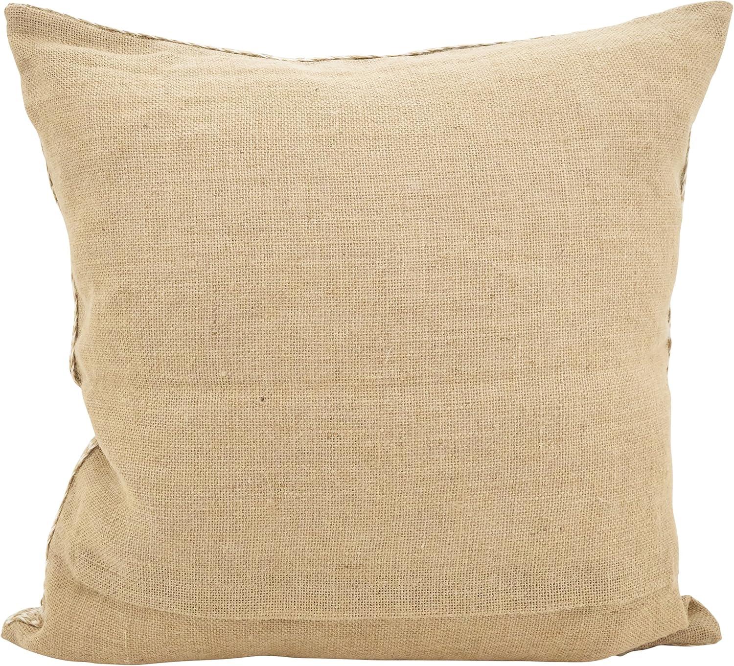 Beige Jute 20" Square Seahorse Throw Pillow