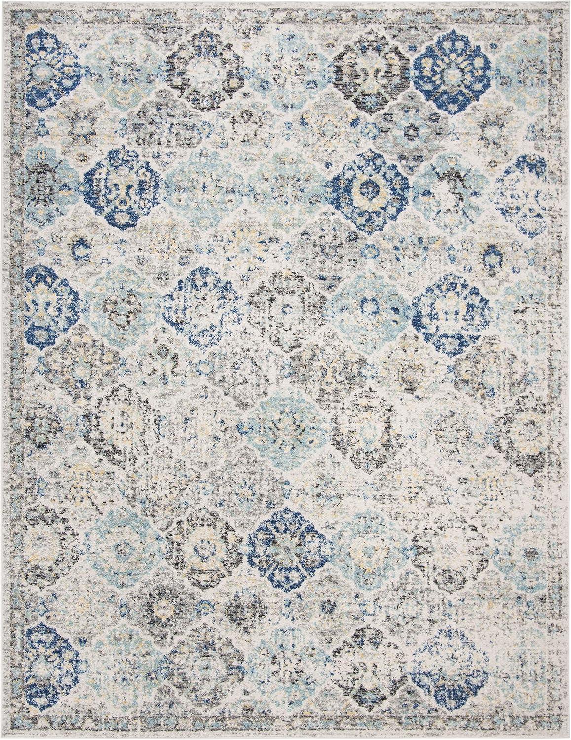 Madison MAD611 Power Loomed Indoor Area Rug - Ivory/Aqua - 6'7"x9'2" - Safavieh