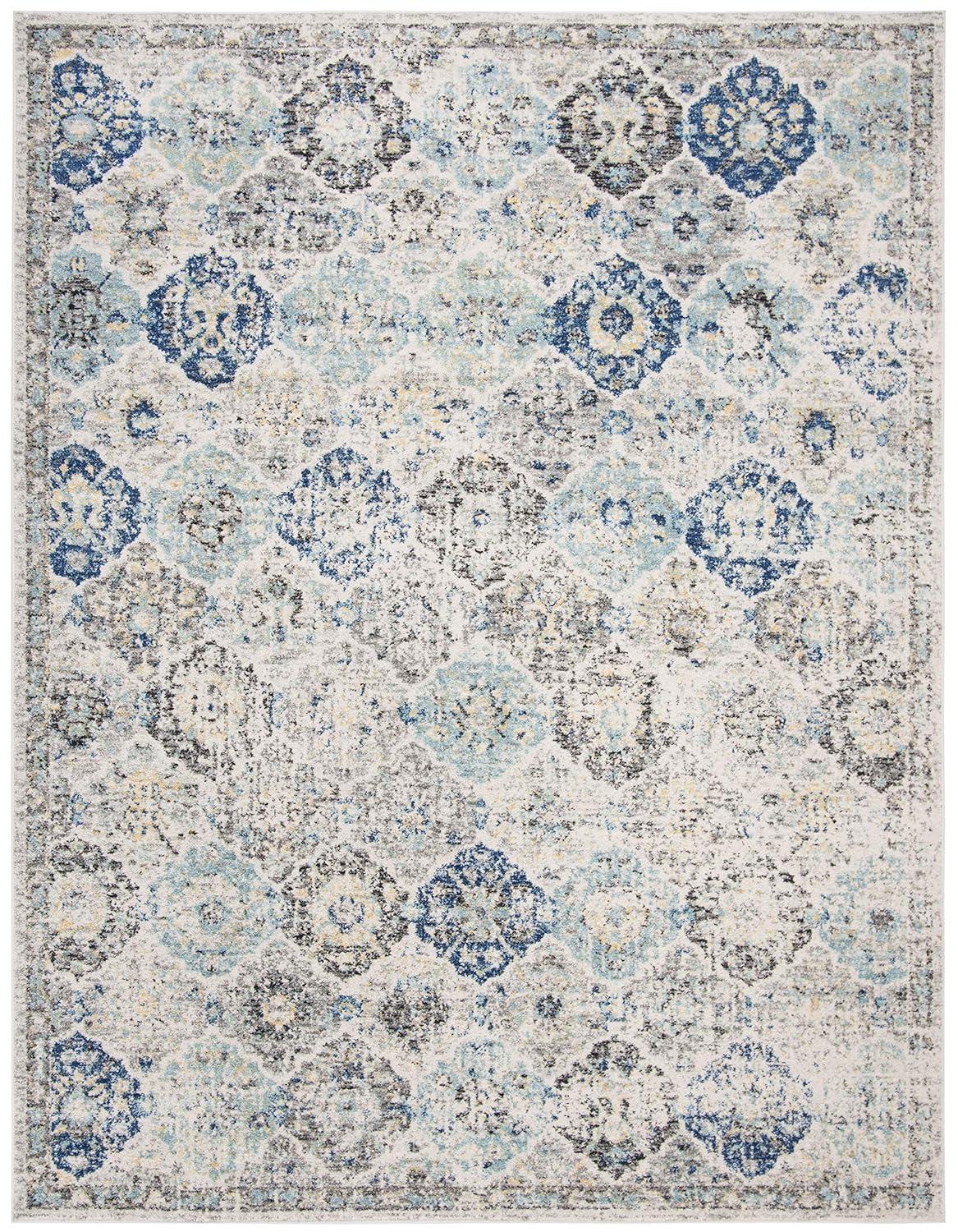 Madison MAD611 Power Loomed Indoor Area Rug - Ivory/Aqua - 6'7"x9'2" - Safavieh
