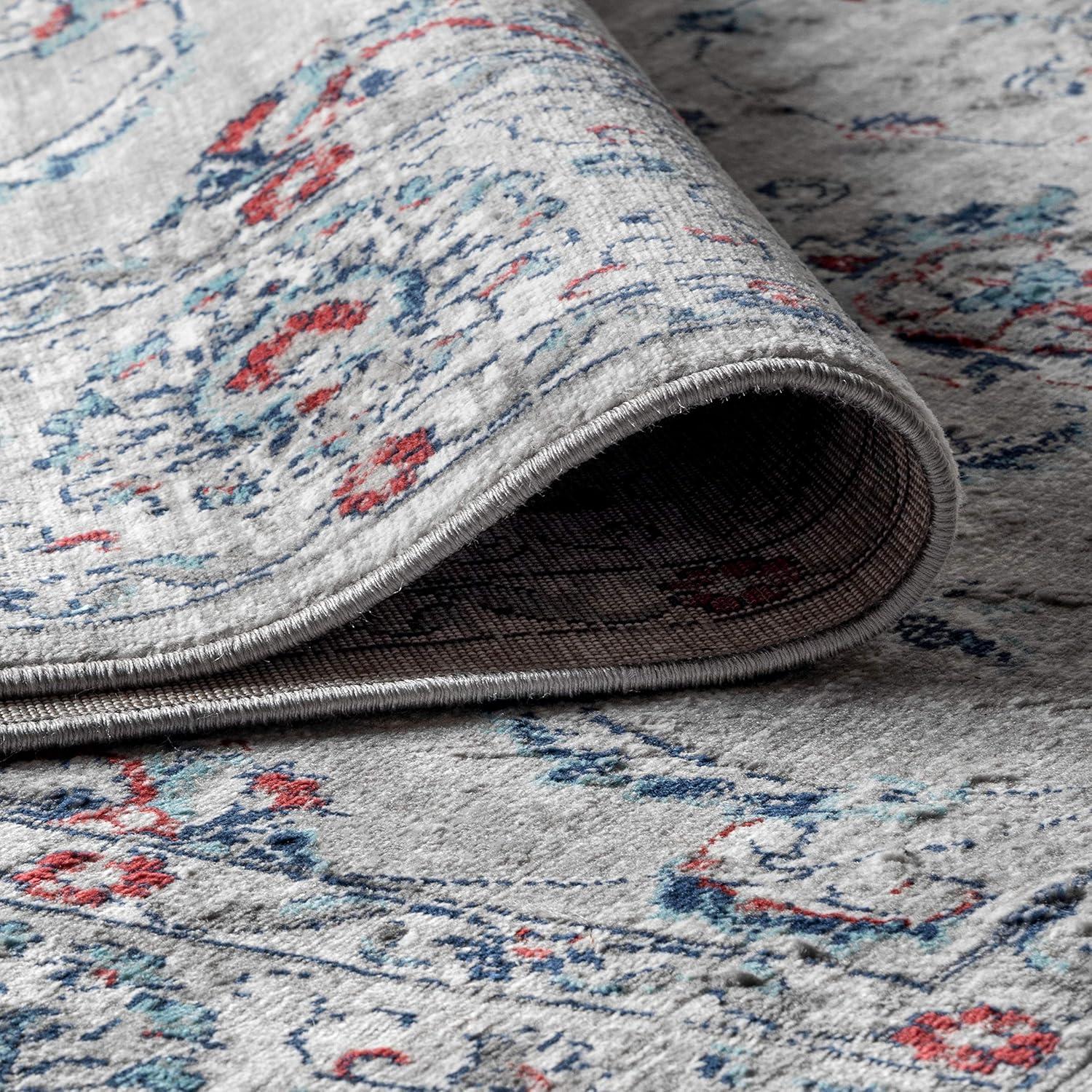 3'x5' Modern Persian Vintage Area Rug, Light Grey/Red - JONATHAN Y