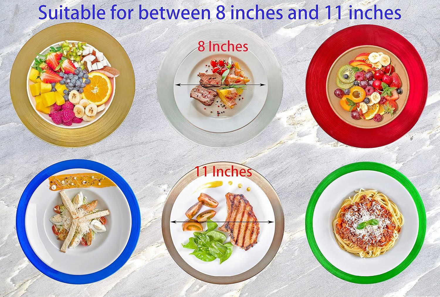 13 Inch Light Blue Charger Plates, Round Plastic Reef Plate Chargers for Dinner Plates, Wedding, Party Elegant Decoration Place Mats (24, Light Blue)