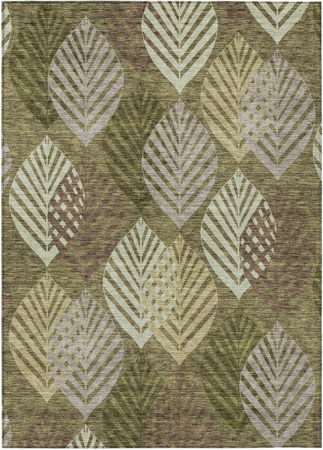 Olive Green Synthetic Flat Woven 10' x 14' Rug