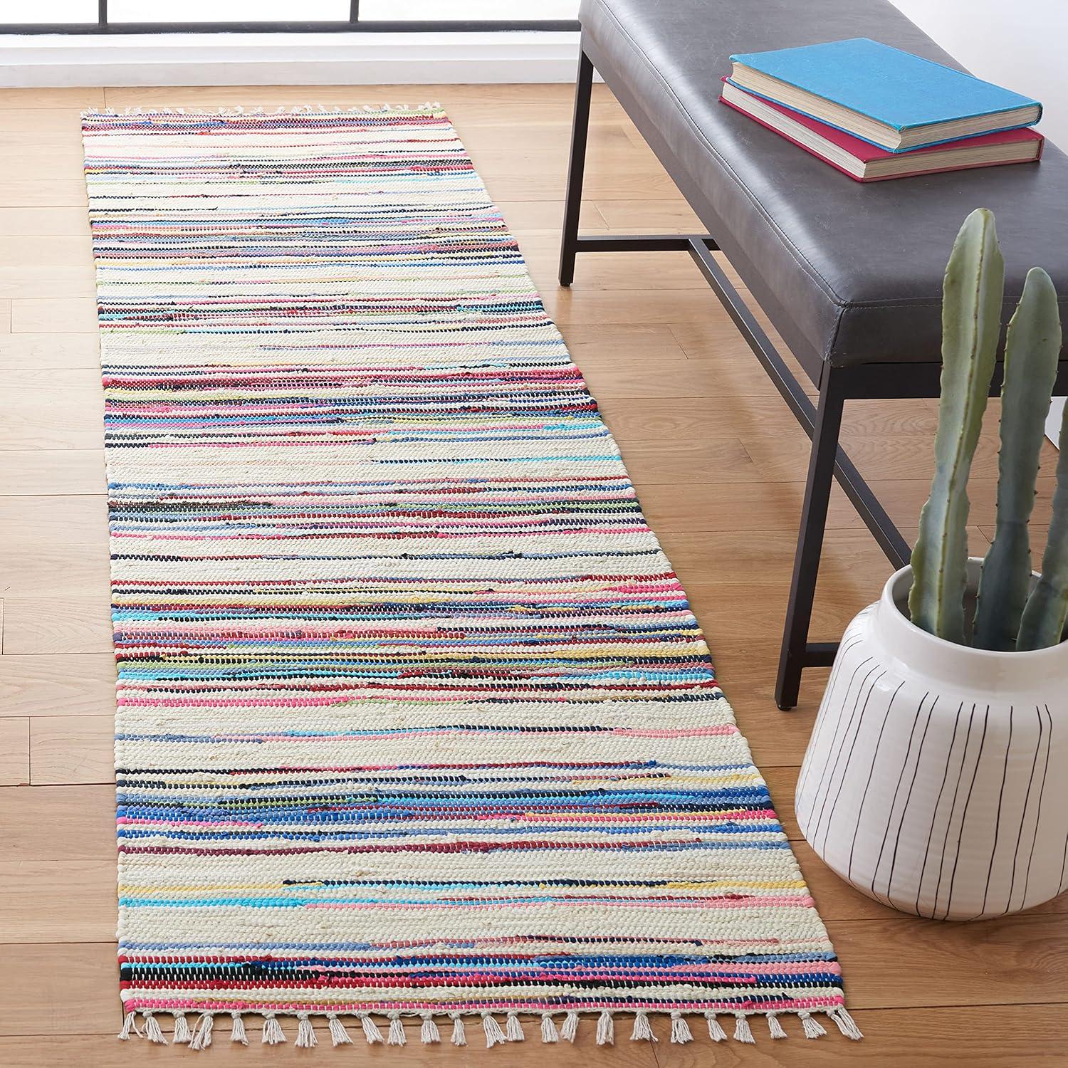 Ivory Stripe Flat-Woven Wool Runner Rug - 2'3" x 6'