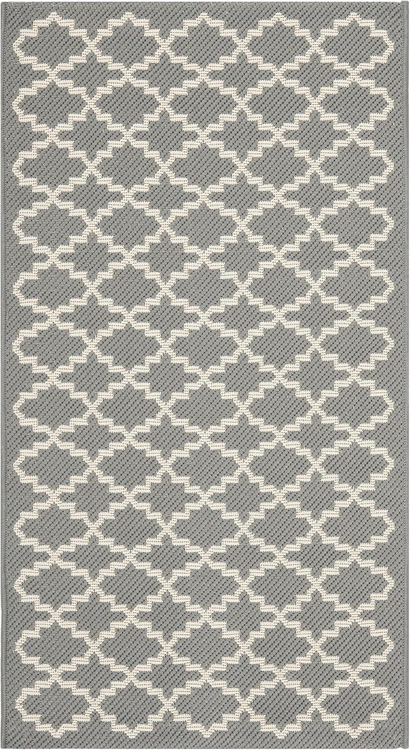 Courtyard CY6919 Power Loomed Indoor and Outdoor Accent Rug - Anthracite/Beige - 2'7"x5' - Safavieh