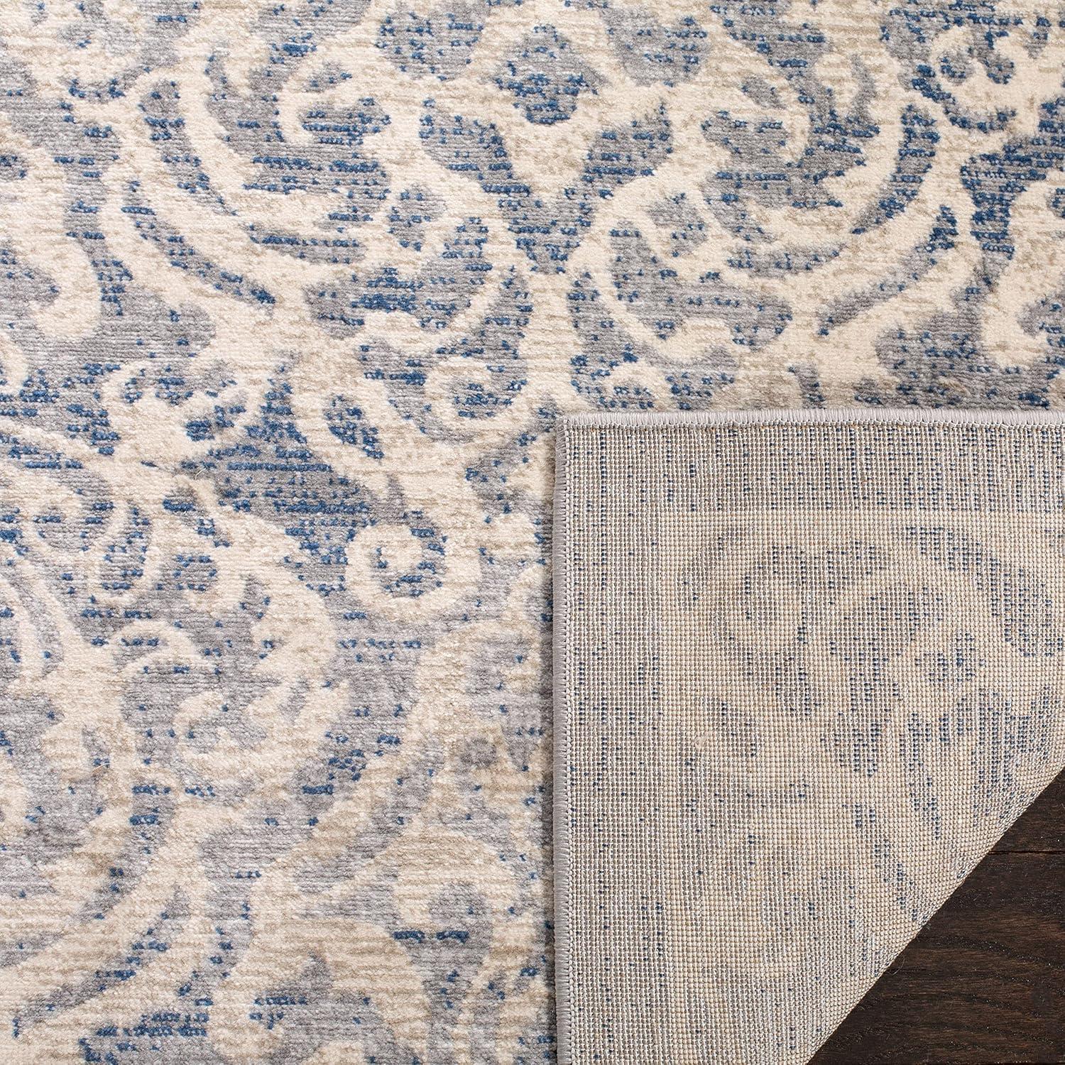 SAFAVIEH Brentwood Eliza Damask Area Rug, Light Grey/Blue, 9' x 12'