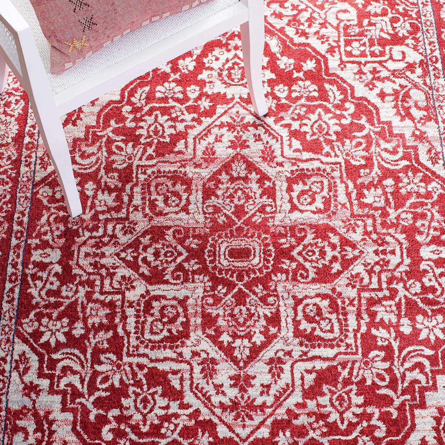 Brentwood BNT832 Power Loomed Indoor Accent Rug - Red/Ivory - 3'x5' - Safavieh