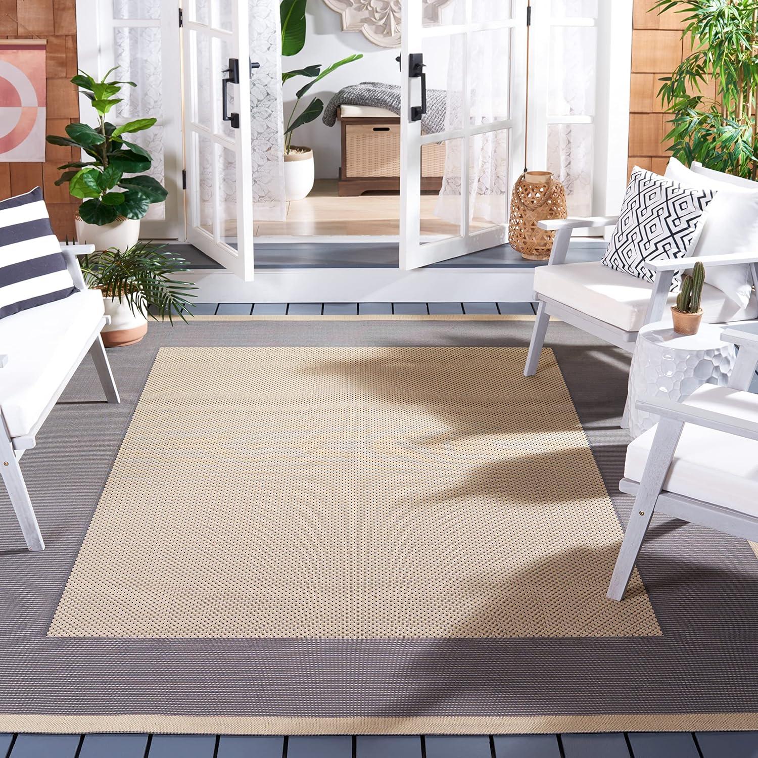 Courtyard CY7987 Power Loomed Indoor/Outdoor Area Rug - Grey/Cream - 8'x11' - Safavieh.