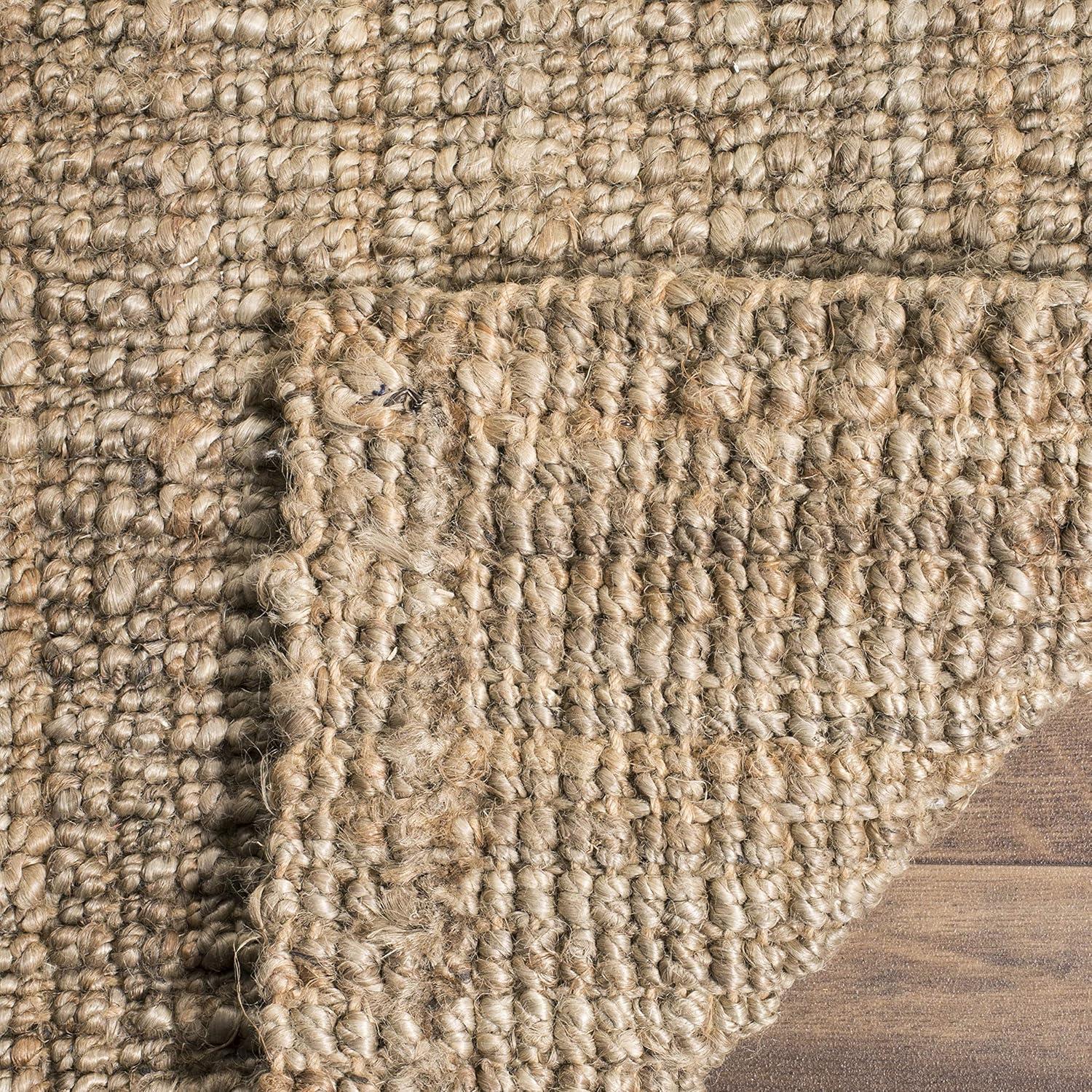 Handmade Natural Grey Jute Square Area Rug, 4' x 4'