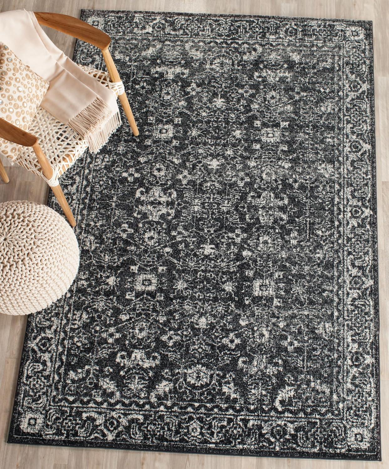 Evoke EVK270 Power Loomed Area Rug Charcoal / Ivory 5'-3" X 7'-6" - Safavieh.