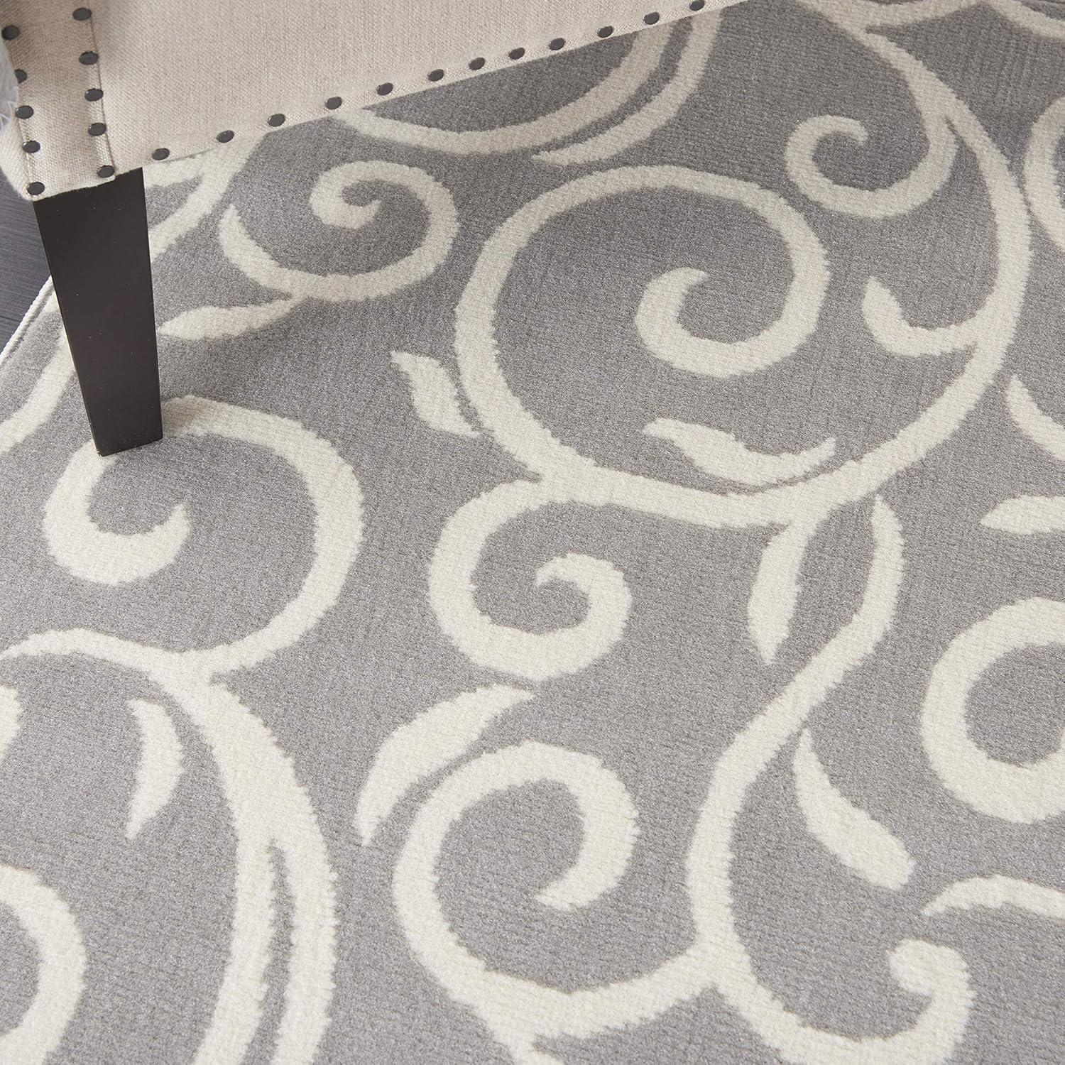 Nourison Grafix 6' x 9' Grey Area Rug Bohemian Contemporary Botanical by Nourison