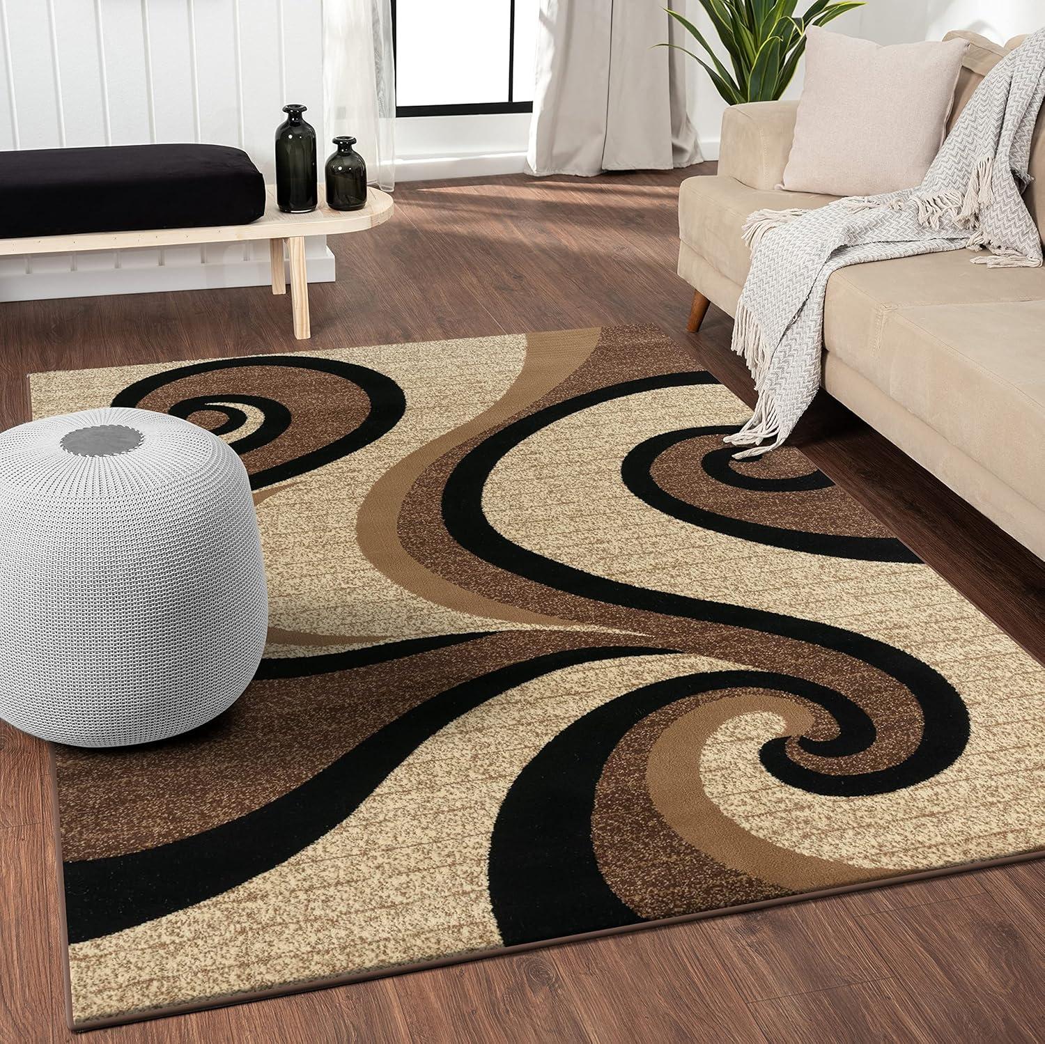 Luxe Weavers Contemporary Abstract Geometric Swirl Area Rug