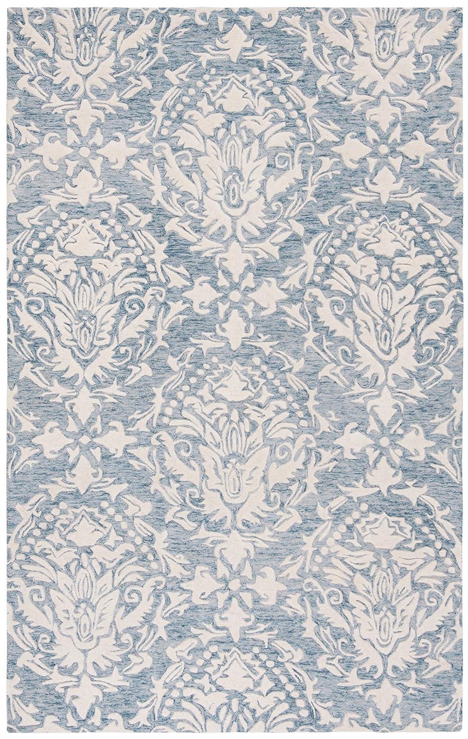 Blossom BLM107 Hand Tufted Indoor Area Rug - Blue/Ivory - 5'x8' - Safavieh