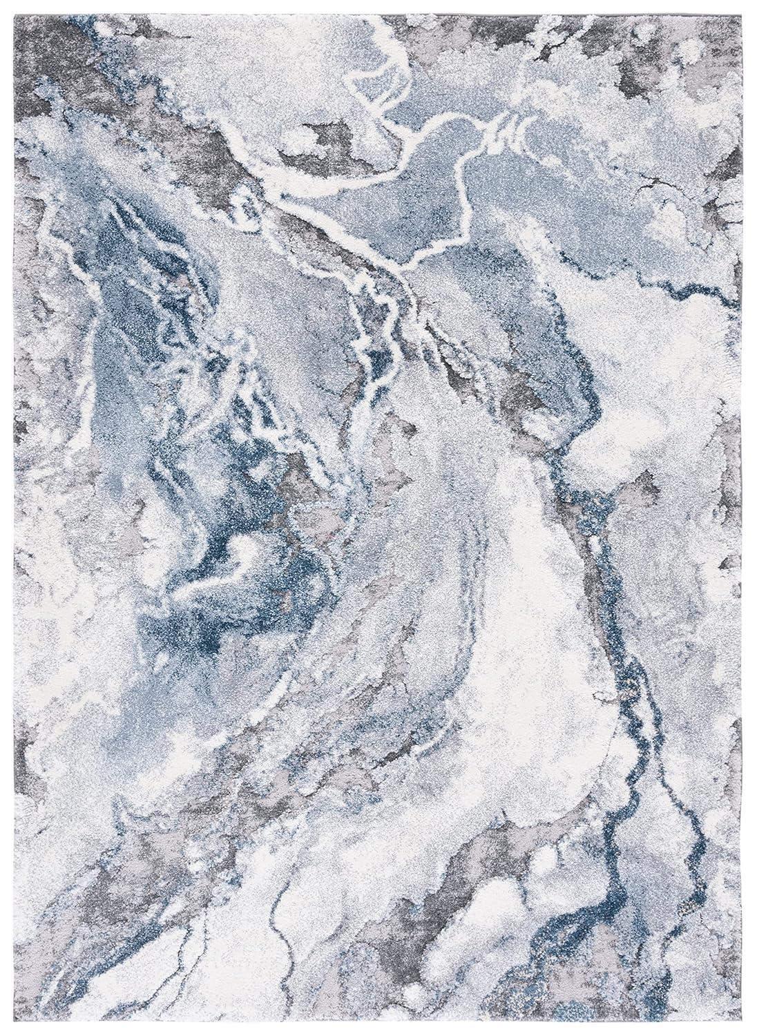 Cyrus Shag CYR121 Power Loomed Indoor Area Rug - Ivory/Blue - 6'7"x9'2" - Safavieh