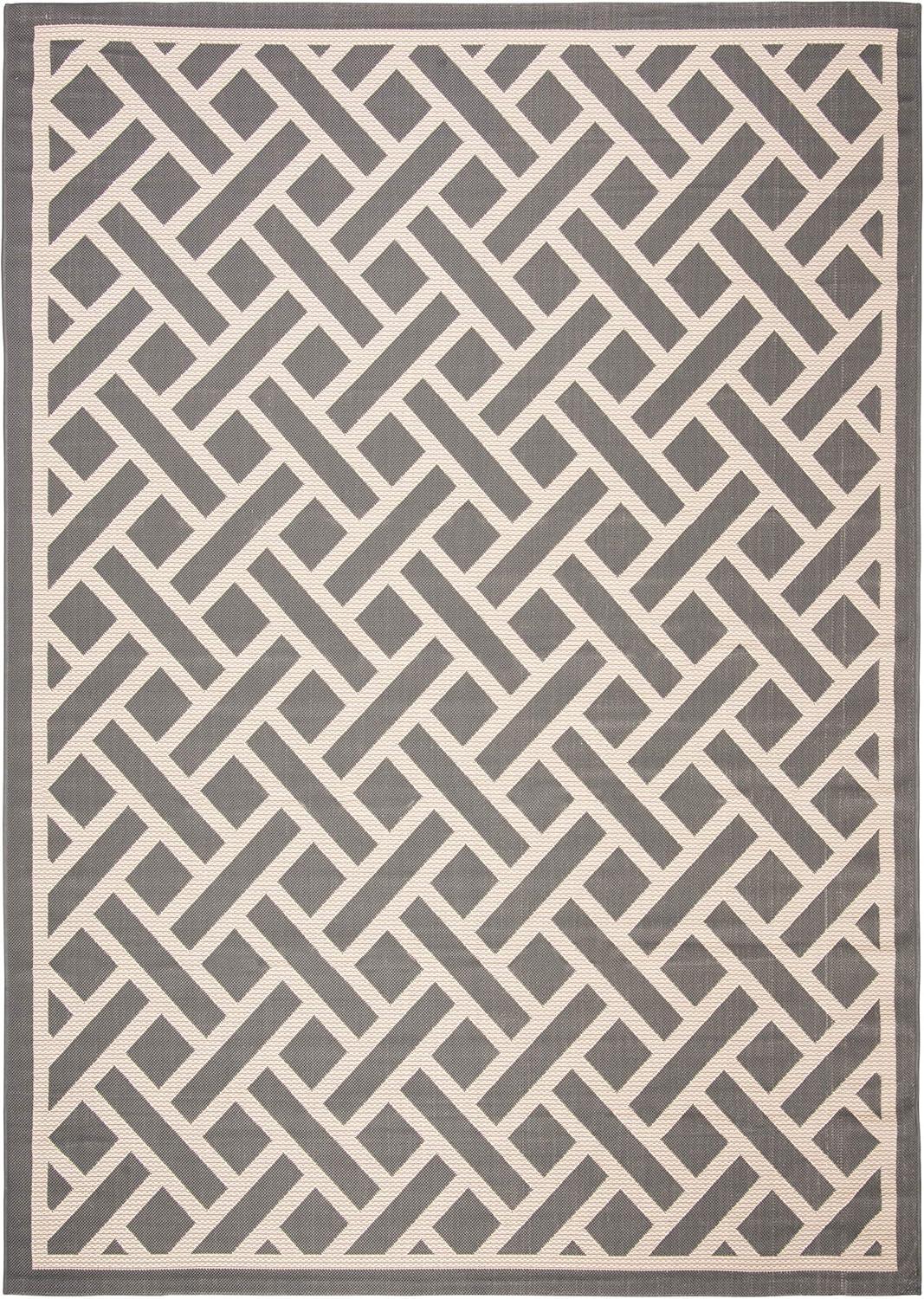 Courtyard CY6306 Power Loomed Indoor/Outdoor Area Rug - Blue/Light Beige - 6'7"x9'6" - Safavieh.