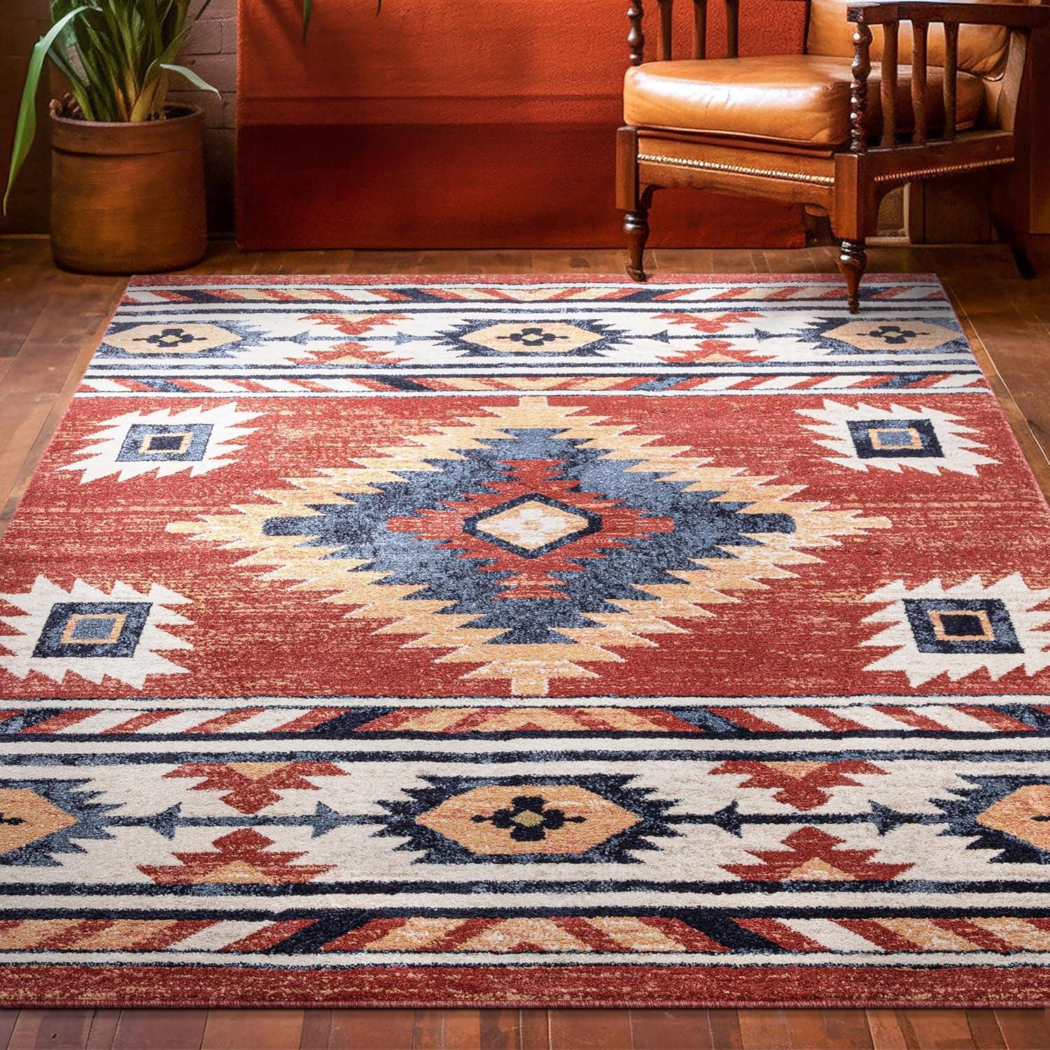 Well Woven Jamyn Lea Crimson Traditional Southwestern Tribal Red/Blue Rug