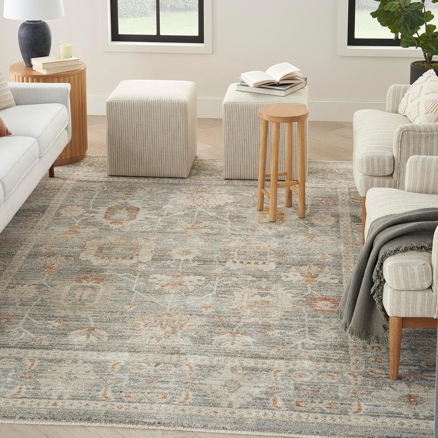 Gray 8' x 10' Vintage Synthetic Persian Area Rug